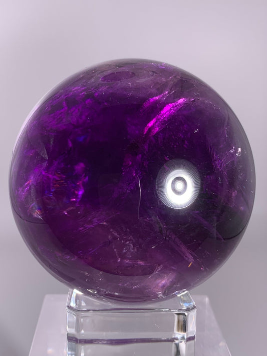 Large Gem Crystal Amethyst Sphere with Natural Rainbow from Brazil