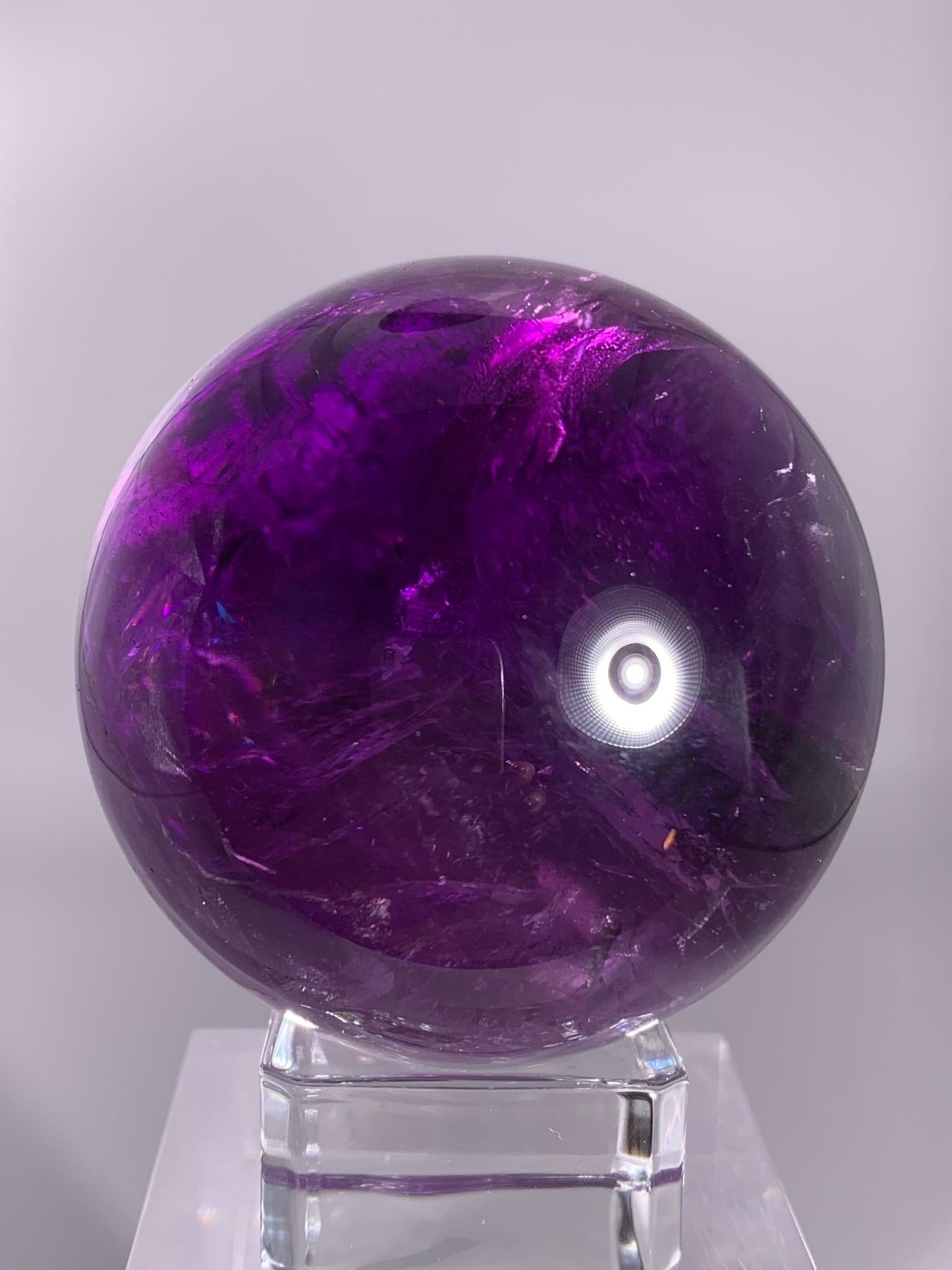 Large Gem Crystal Amethyst Sphere with Natural Rainbow from Brazil