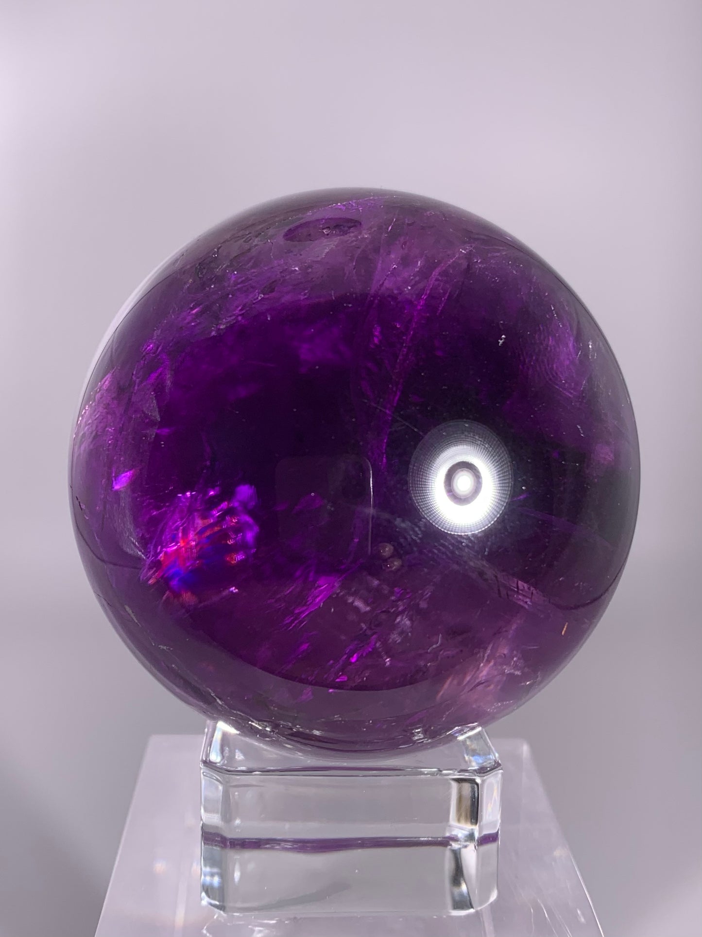 Large Gem Crystal Amethyst Sphere with Natural Rainbow from Brazil