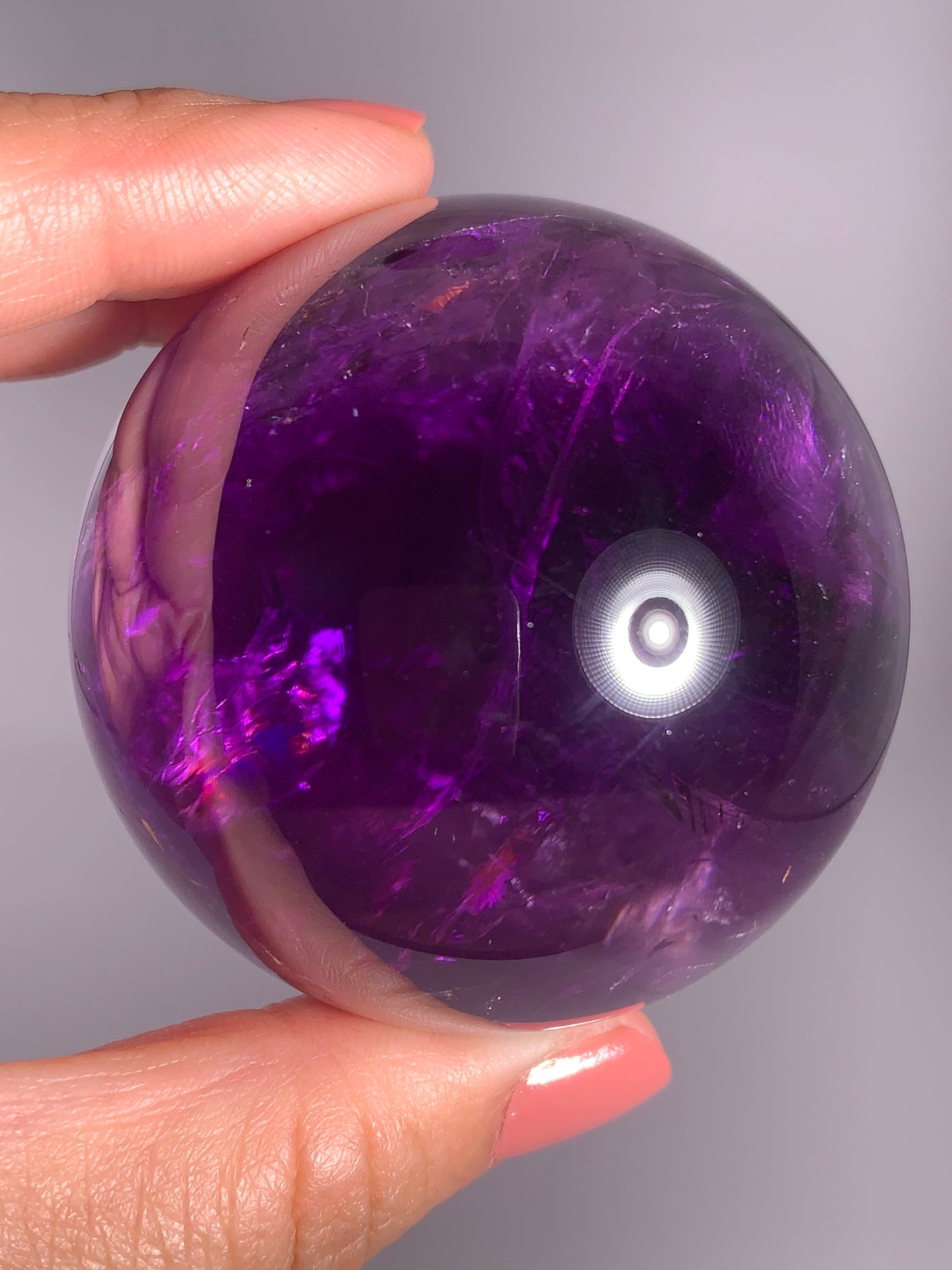 Large Gem Crystal Amethyst Sphere with Natural Rainbow from Brazil