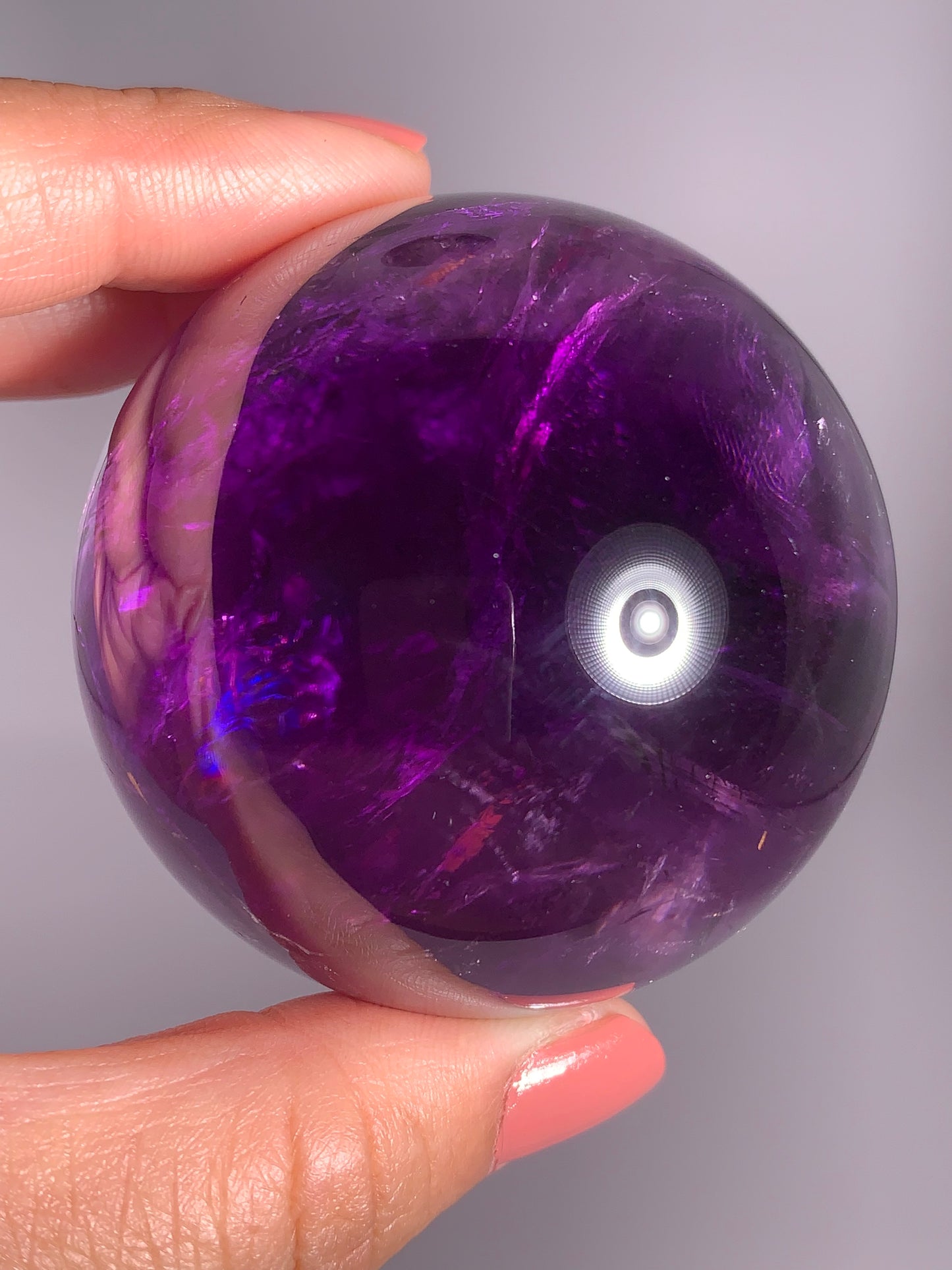Large Gem Crystal Amethyst Sphere with Natural Rainbow from Brazil