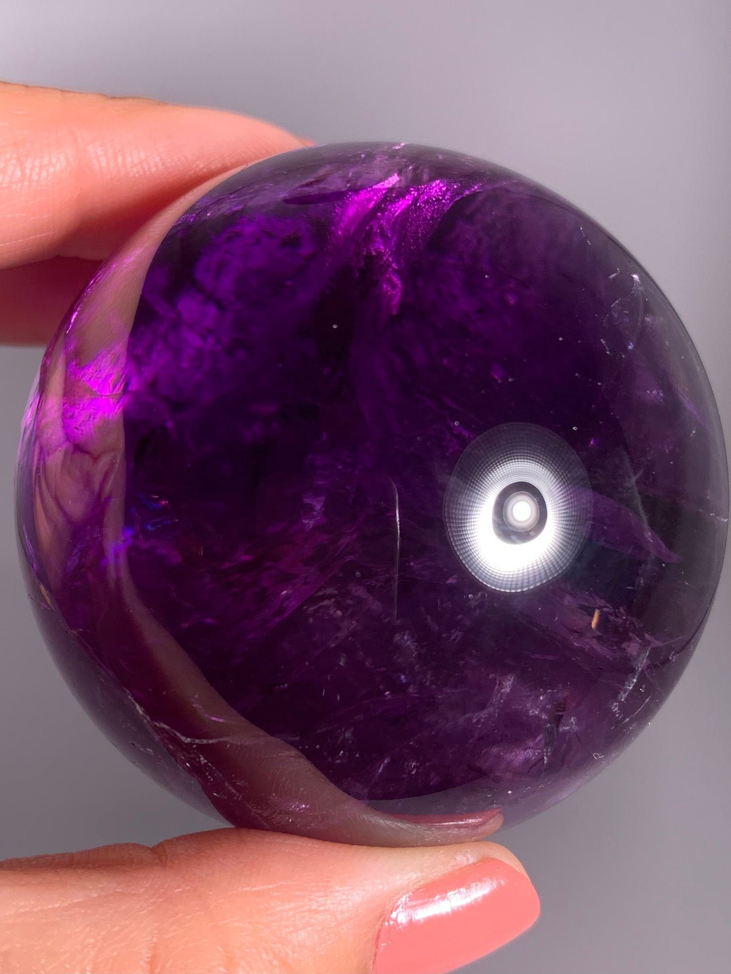 Large Gem Crystal Amethyst Sphere with Natural Rainbow from Brazil