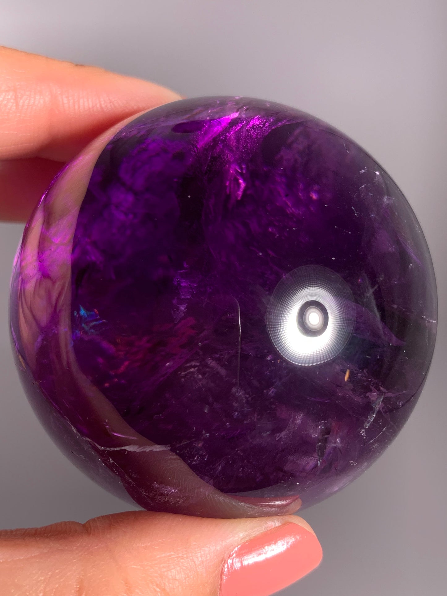 Large Gem Crystal Amethyst Sphere with Natural Rainbow from Brazil
