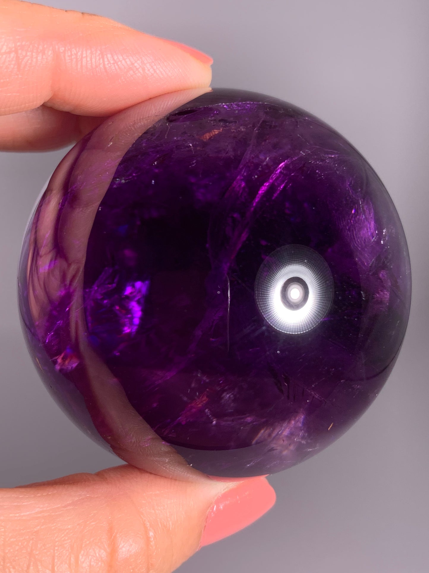 Large Gem Crystal Amethyst Sphere with Natural Rainbow from Brazil