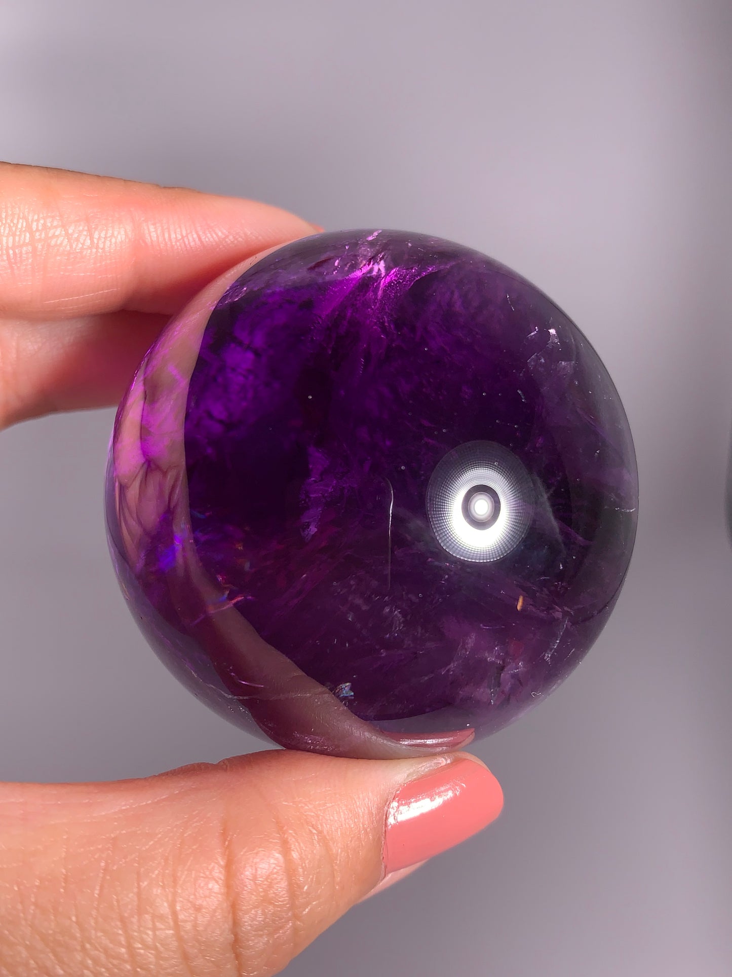 Large Gem Crystal Amethyst Sphere with Natural Rainbow from Brazil
