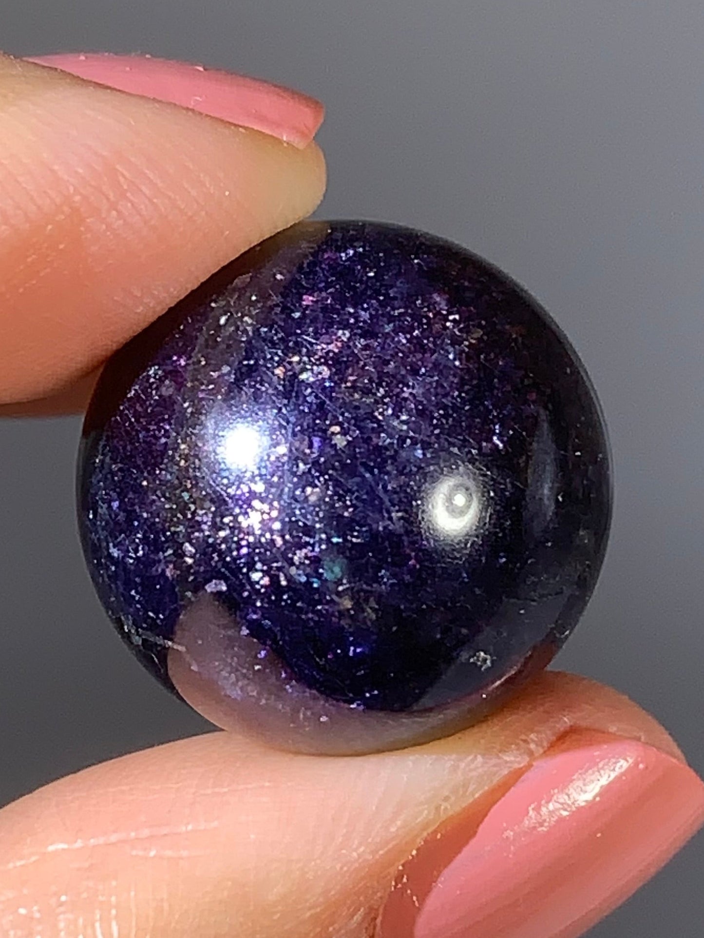Natural High-Grade Galaxy Iolite and Sunstone Bloodshot Sphere from Tanzania