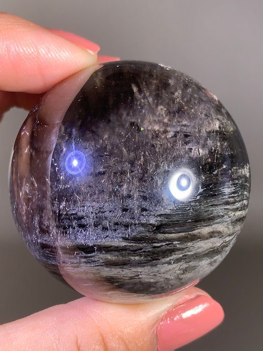 Unique Rare Silver Amphibole Quartz Sphere | Brazil Collector Crystal