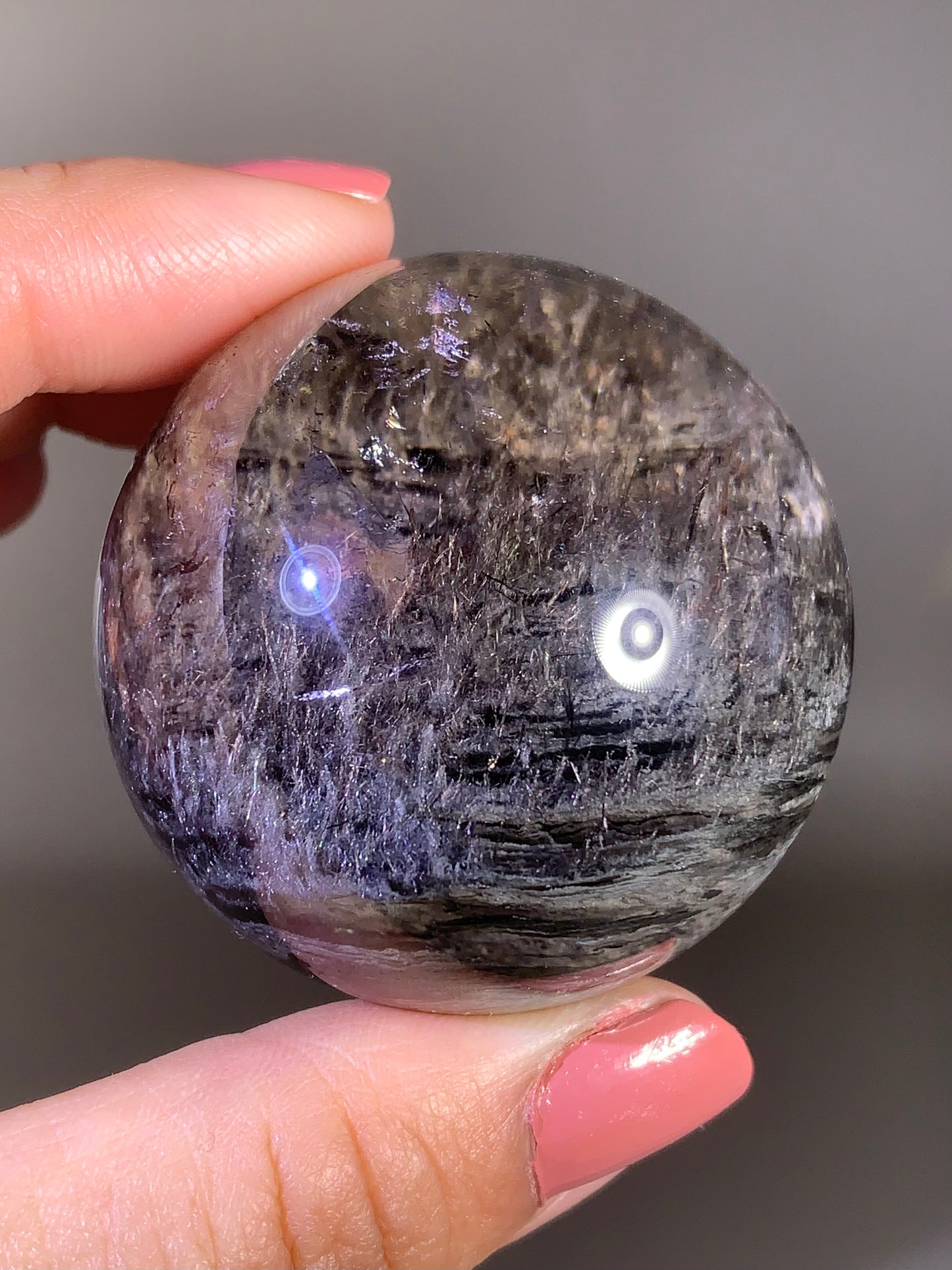 Unique Rare Silver Amphibole Quartz Sphere | Brazil Collector Crystal