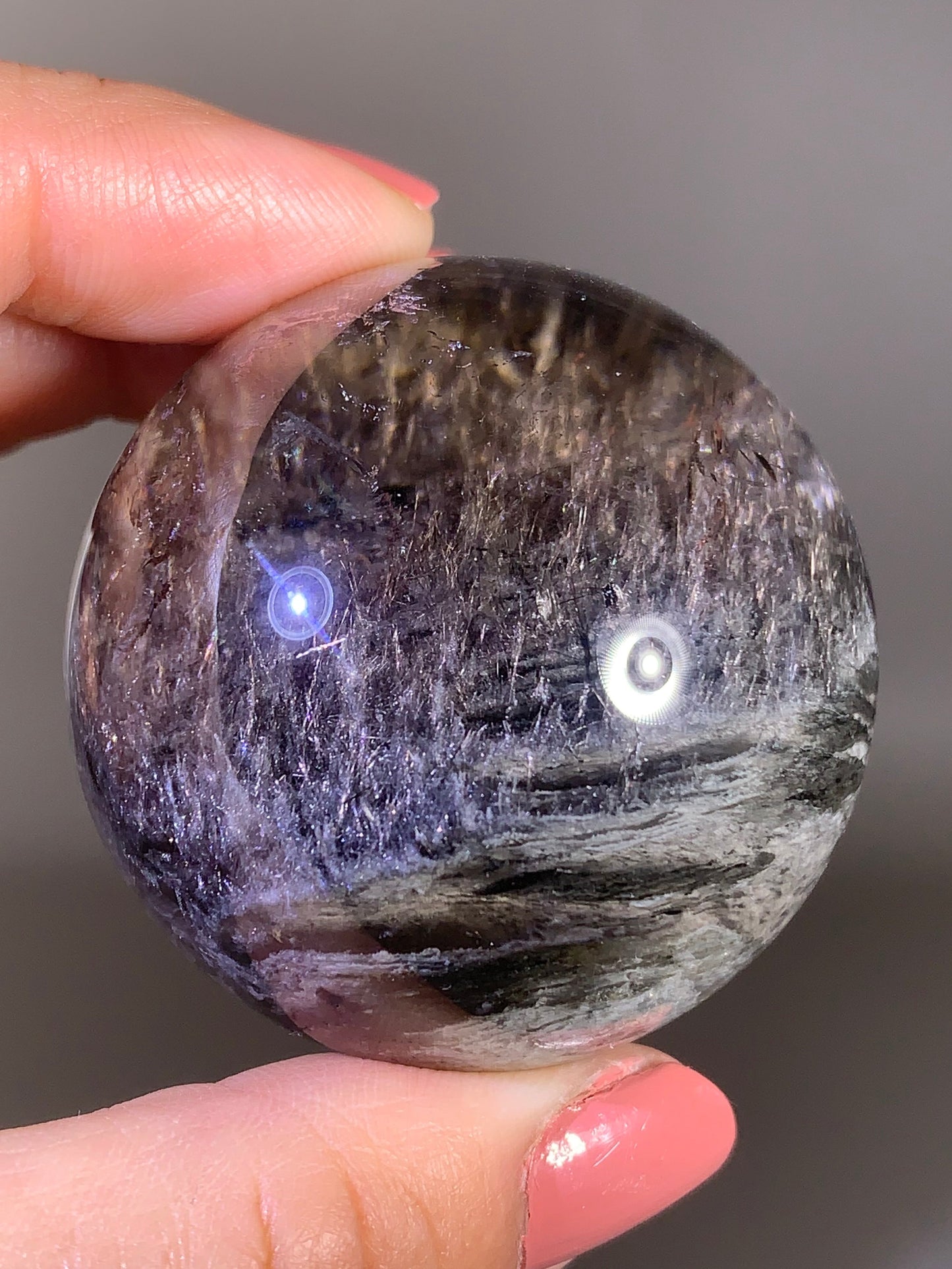Unique Rare Silver Amphibole Quartz Sphere | Brazil Collector Crystal