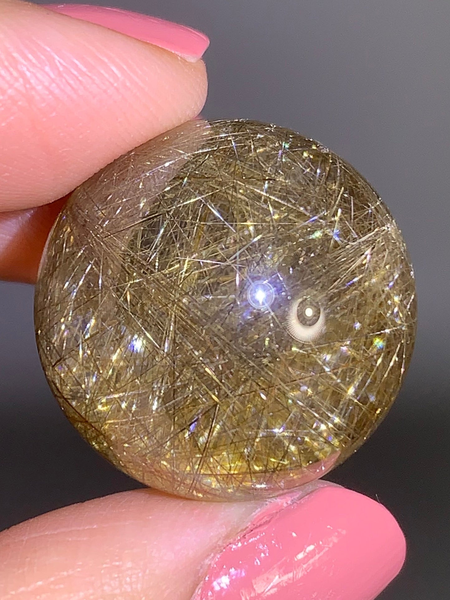 High-Quality Densely Packed Gold Shooting Star & Lattice Rutile Quartz Sphere from Brazil
