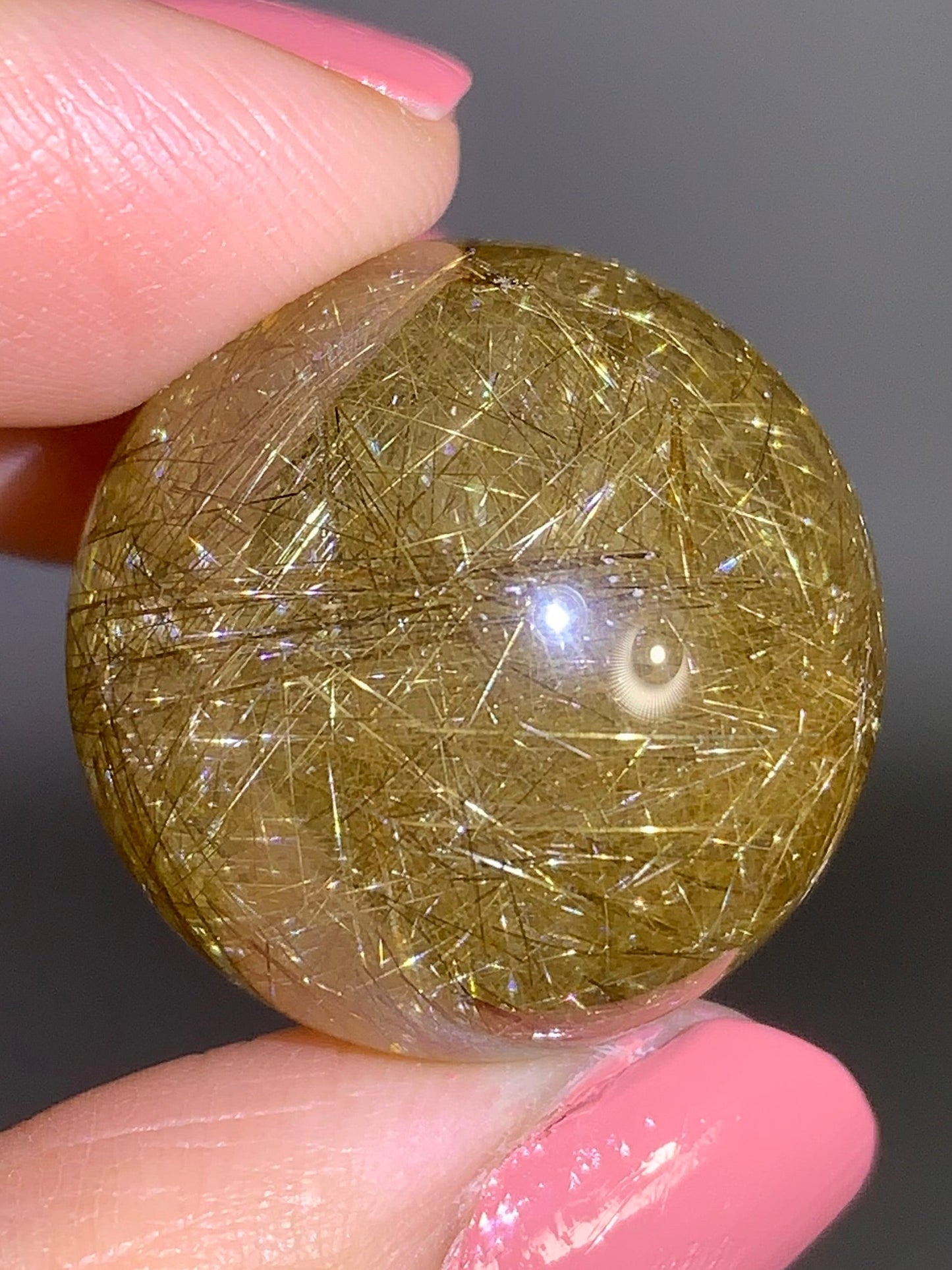 High-Quality Densely Packed Gold Shooting Star & Lattice Rutile Quartz Sphere from Brazil