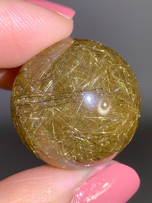 High-Quality Densely Packed Gold Shooting Star & Lattice Rutile Quartz Sphere from Brazil