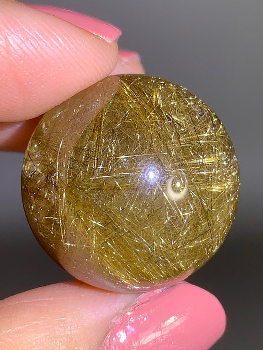 High-Quality Densely Packed Gold Shooting Star & Lattice Rutile Quartz Sphere from Brazil
