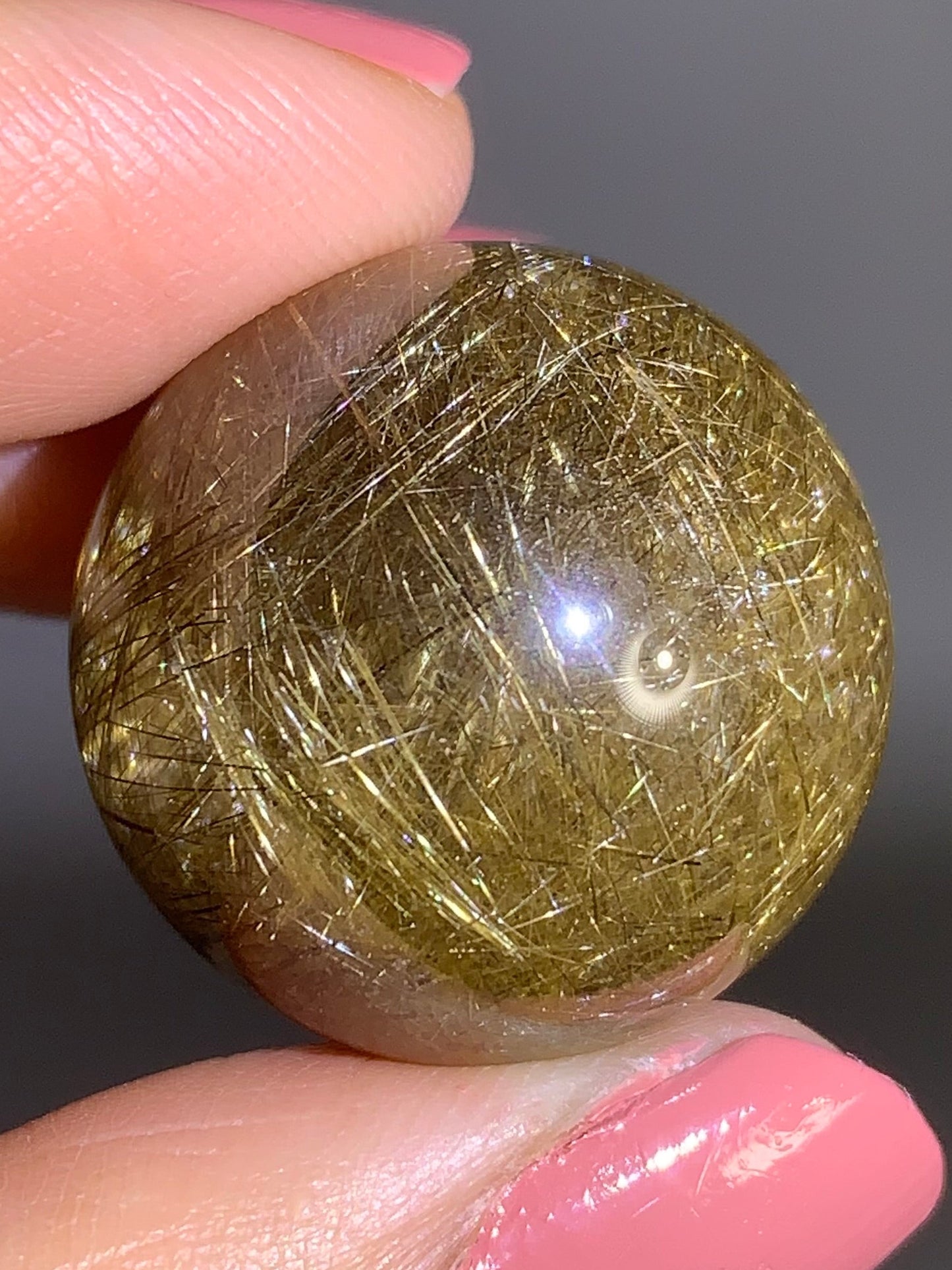 High-Quality Densely Packed Gold Shooting Star & Lattice Rutile Quartz Sphere from Brazil
