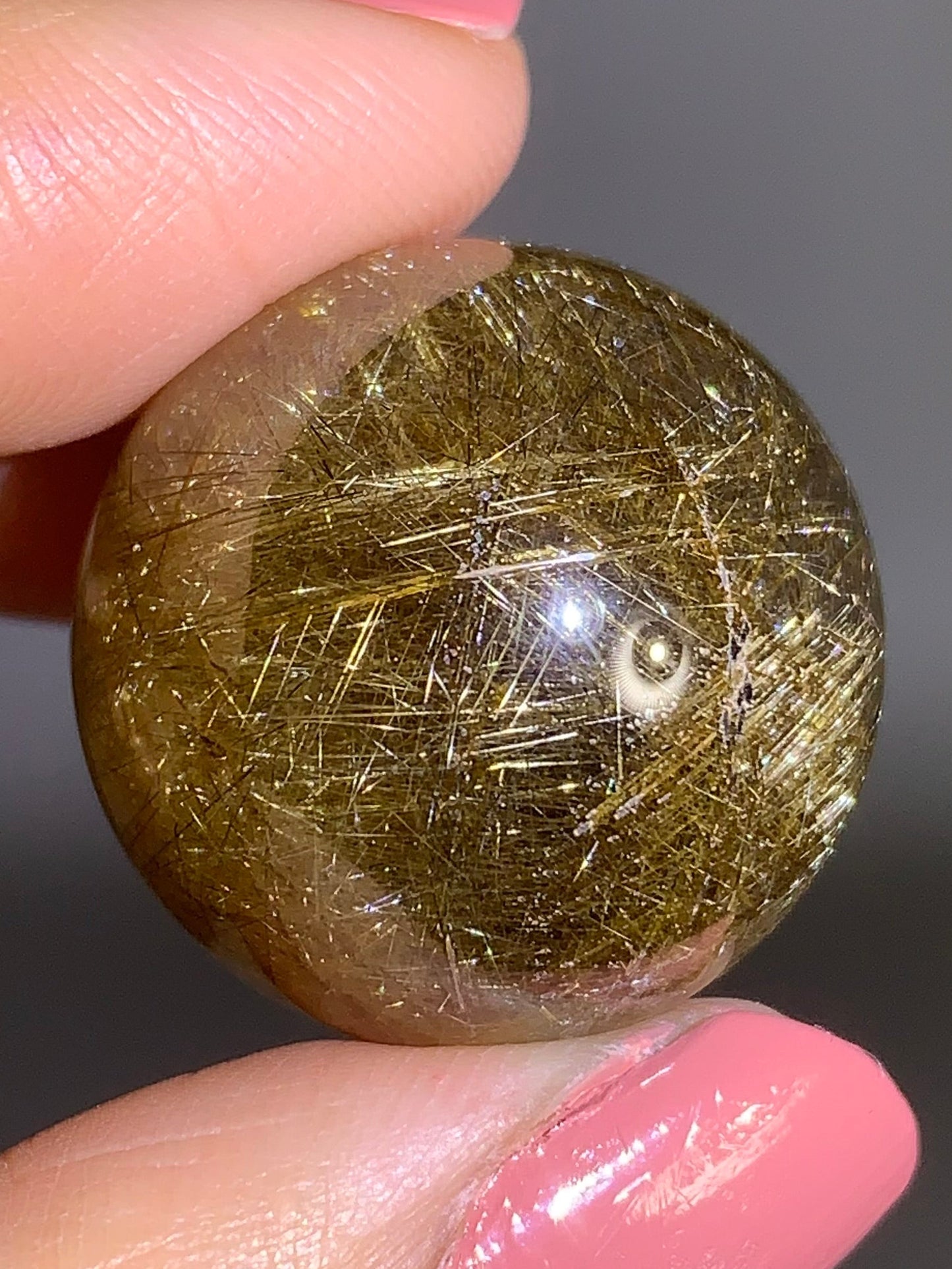 High-Quality Densely Packed Gold Shooting Star & Lattice Rutile Quartz Sphere from Brazil