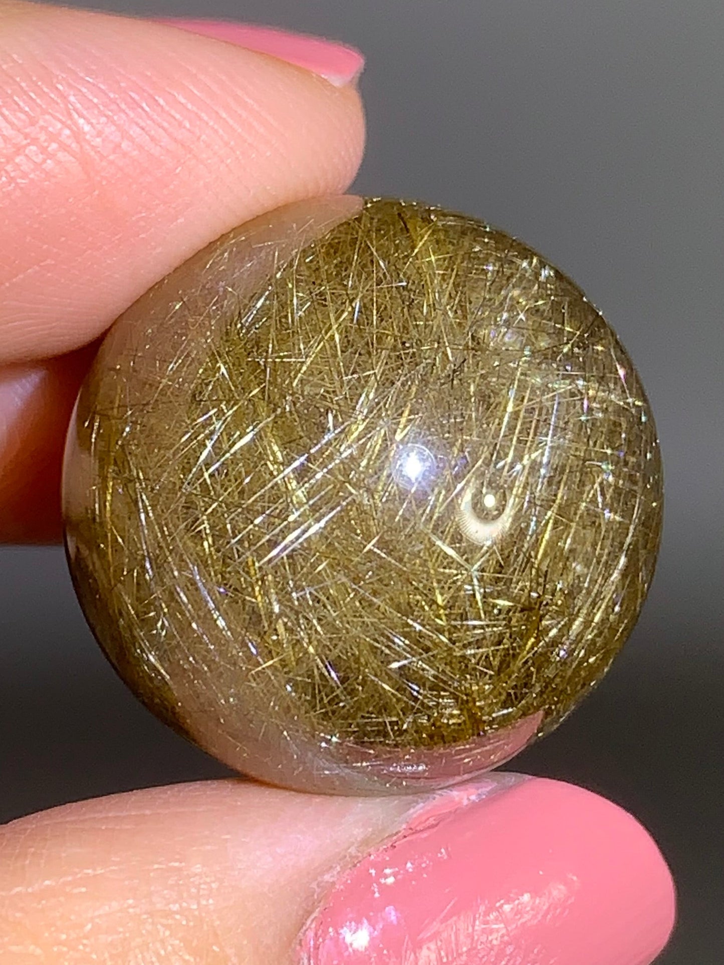 High-Quality Densely Packed Gold Shooting Star & Lattice Rutile Quartz Sphere from Brazil
