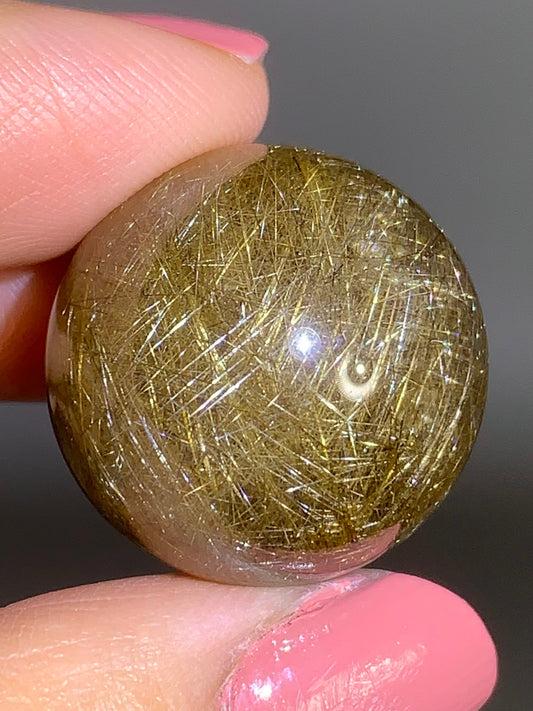 High-Quality Densely Packed Gold Shooting Star & Lattice Rutile Quartz Sphere from Brazil