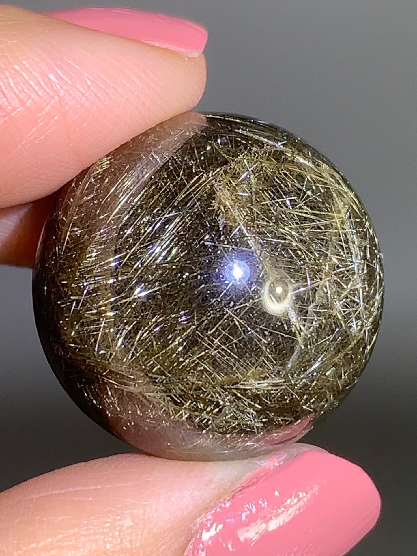Densely Packed Gold & Silver Shooting Star + Lattice Rutile Quartz Sphere from Brazil