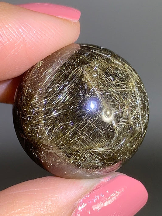 Densely Packed Gold & Silver Shooting Star + Lattice Rutile Quartz Sphere from Brazil