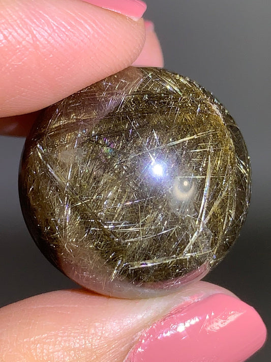 Densely Packed Gold & Silver Shooting Star + Lattice Rutile Quartz Sphere from Brazil