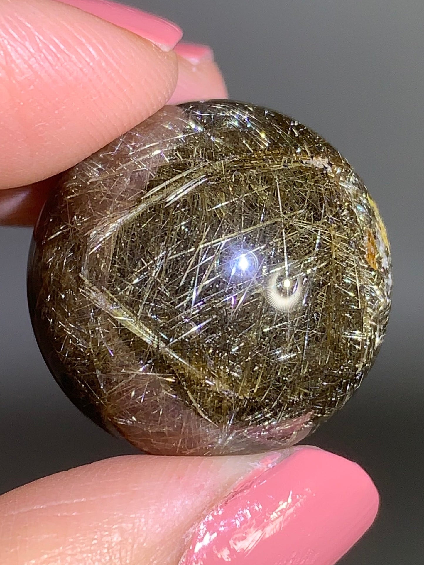 Densely Packed Gold & Silver Shooting Star + Lattice Rutile Quartz Sphere from Brazil