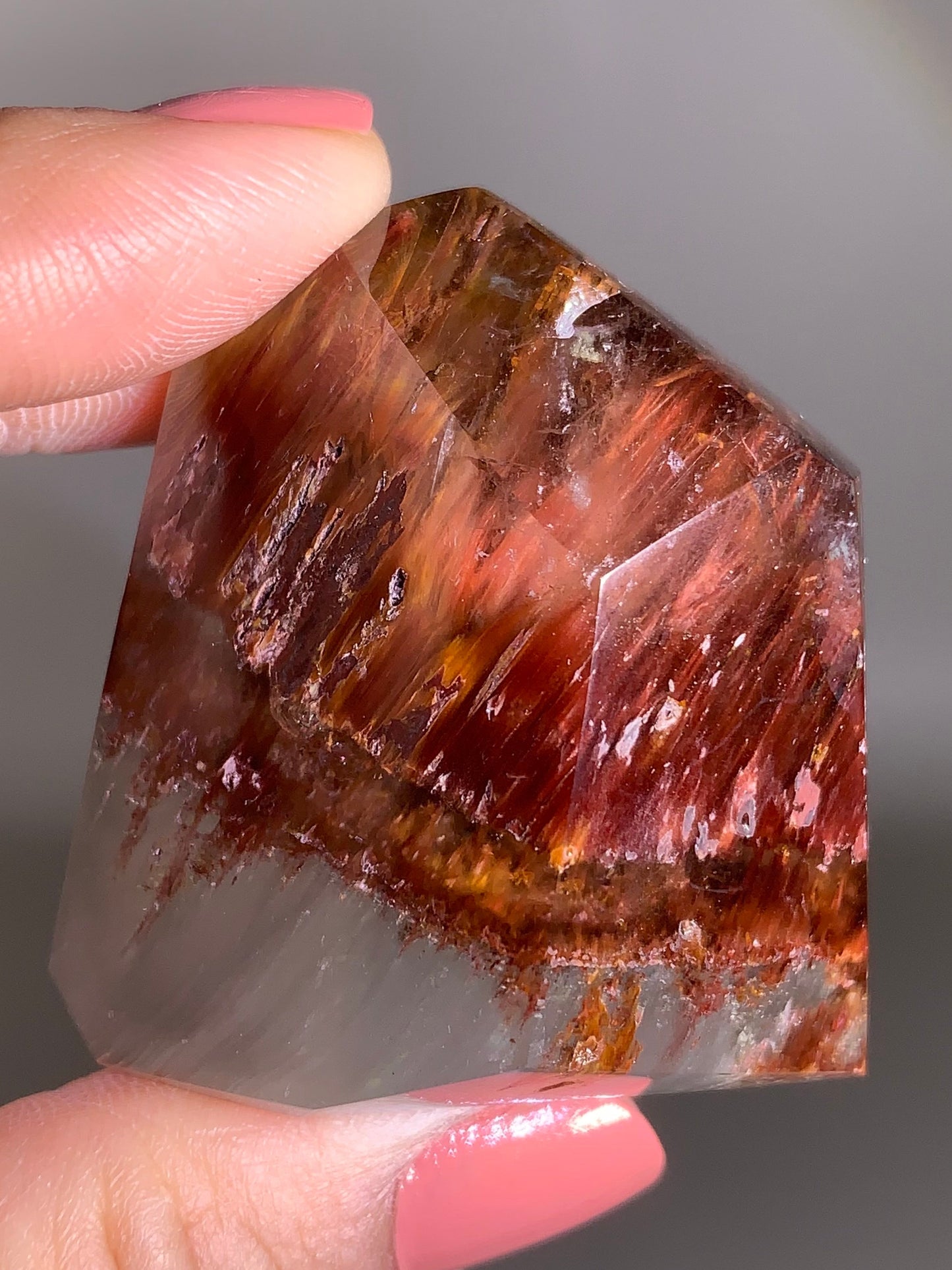 Unique Formation Pink, Red, Yellow & Grey Amphibole Polished Tower from Congo