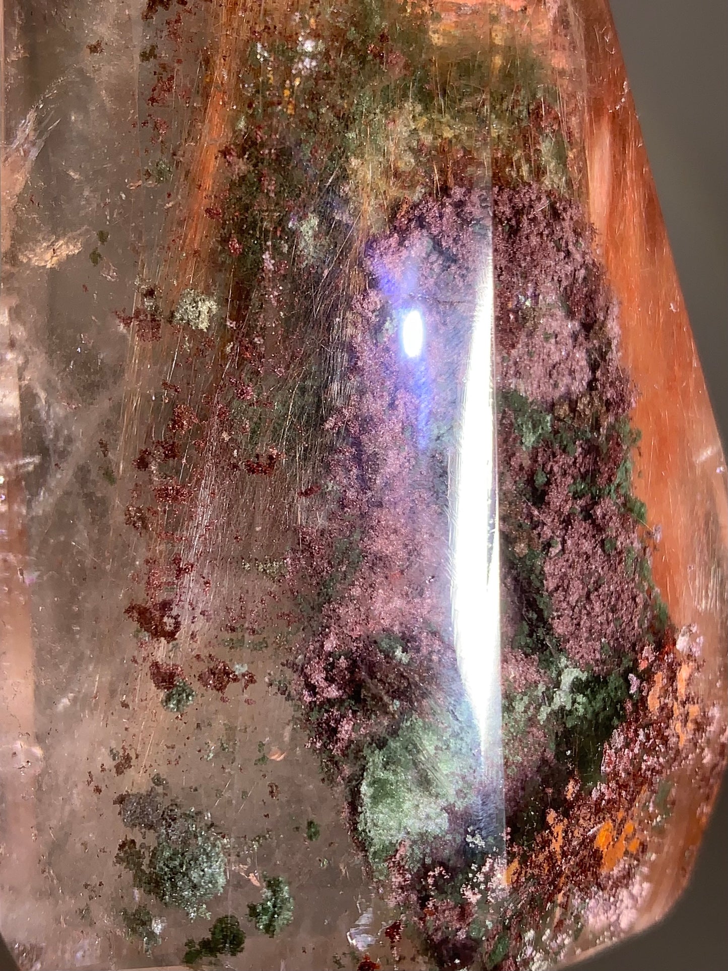 Collector’s Piece Large Pink Amphibole & Colorful Garden Quartz Tower from Brazil