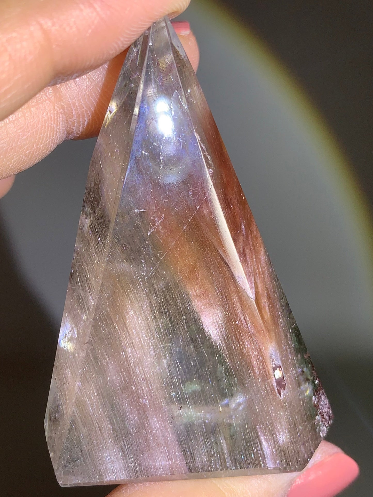 Collector’s Piece Large Pink Amphibole & Colorful Garden Quartz Tower from Brazil