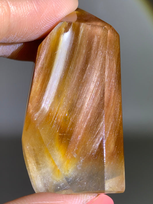 High-Quality Yellow Amphibole Polished Tower from Brazil