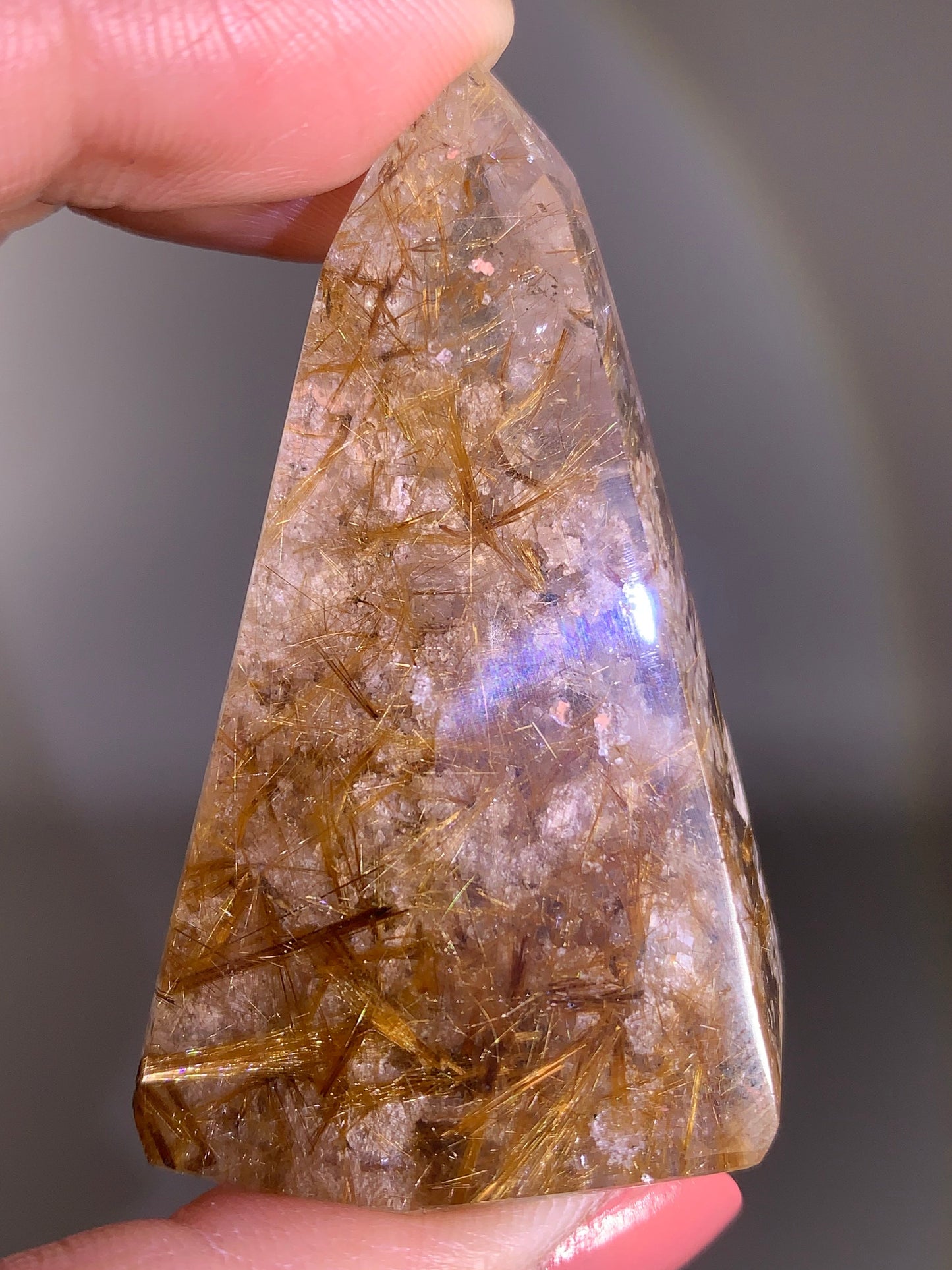 High-Quality Rare Gold Rutile Flower with White Garden & Purple Amphibole Quartz