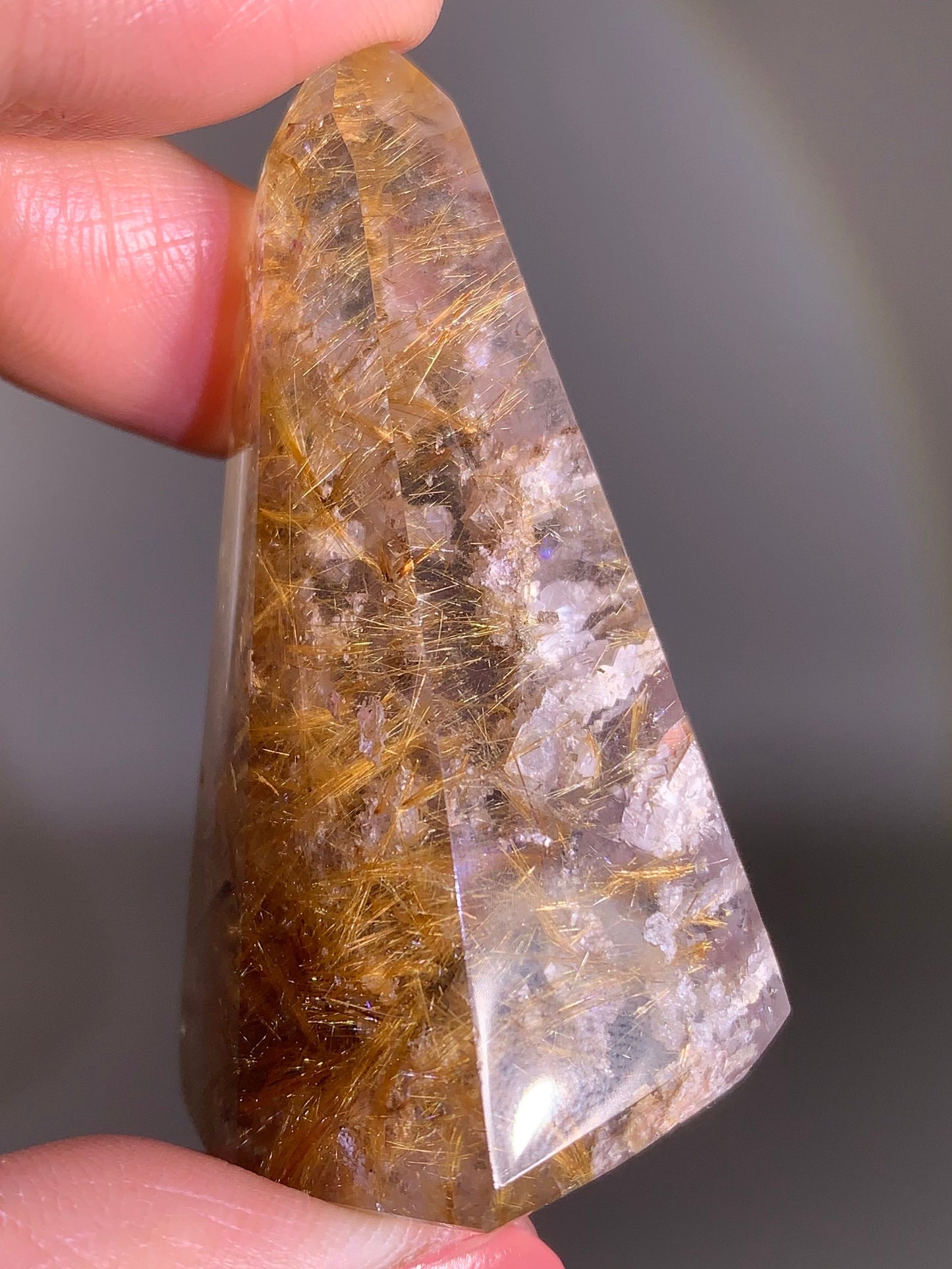 High-Quality Rare Gold Rutile Flower with White Garden & Purple Amphibole Quartz