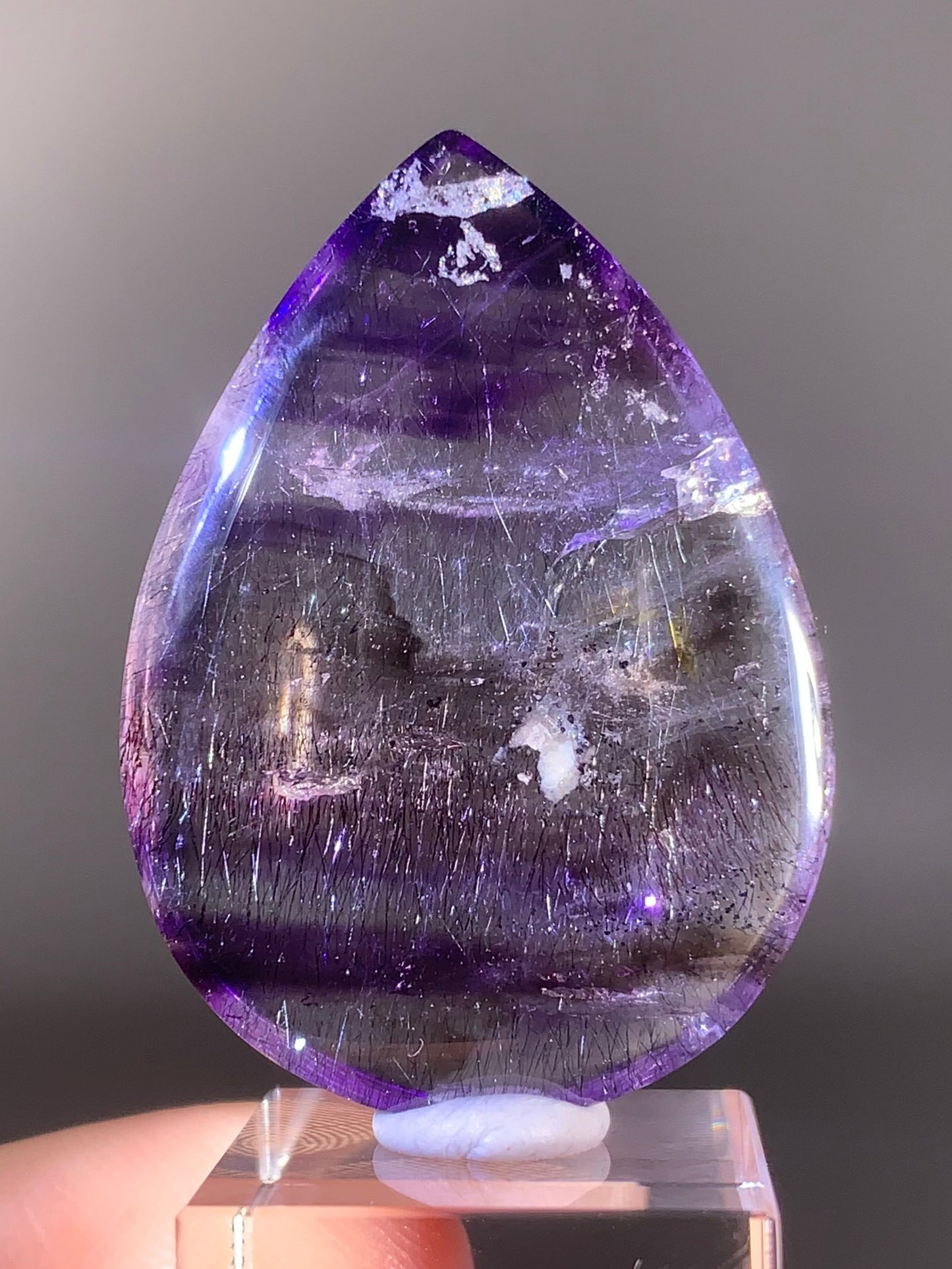 High-Quality Super Seven Polished Teardrop from Madagascar | Rare Crystal