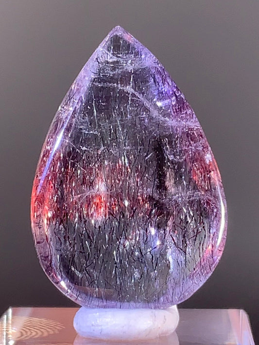 High-Quality Super Seven Polished Teardrop from Madagascar | Rare Crystal