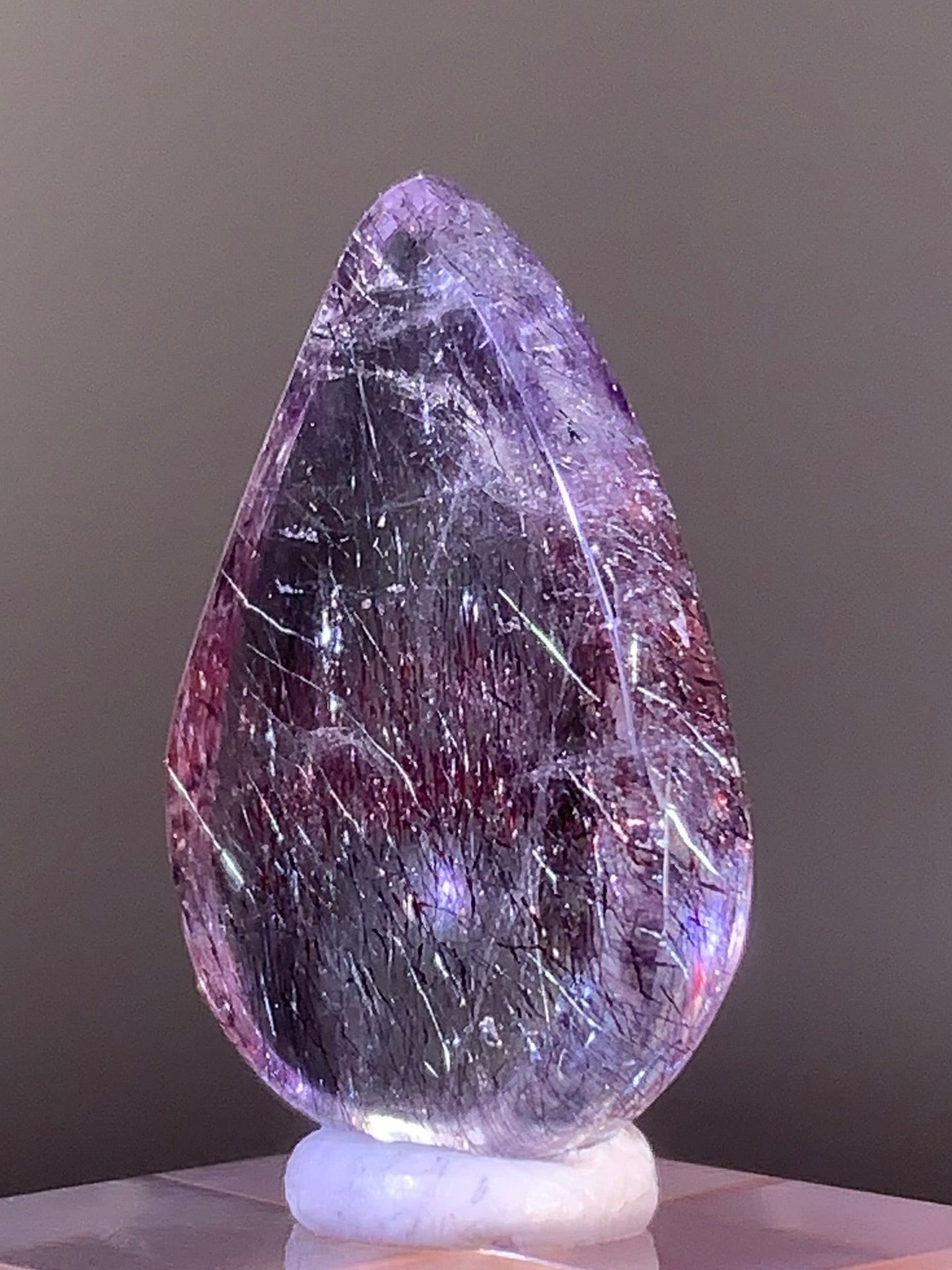 High-Quality Super Seven Polished Teardrop from Madagascar | Rare Crystal