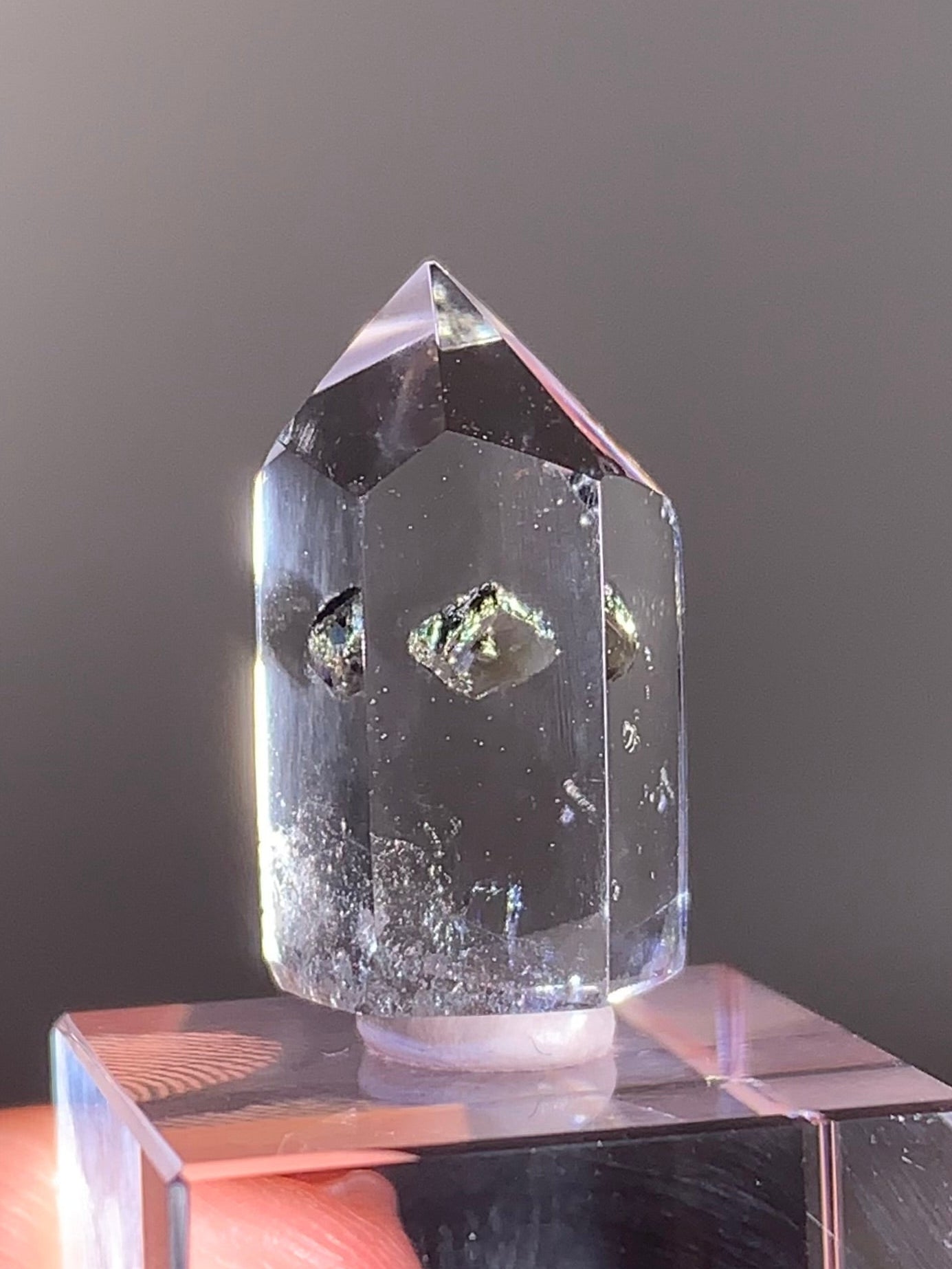 High-Quality Pyrite in Quartz Polished Tower from Brazil | Natural Crystal