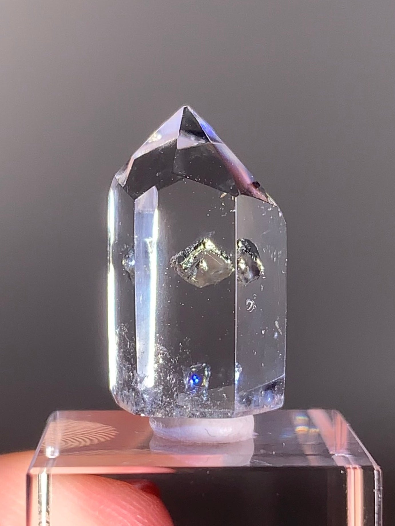 High-Quality Pyrite in Quartz Polished Tower from Brazil | Natural Crystal