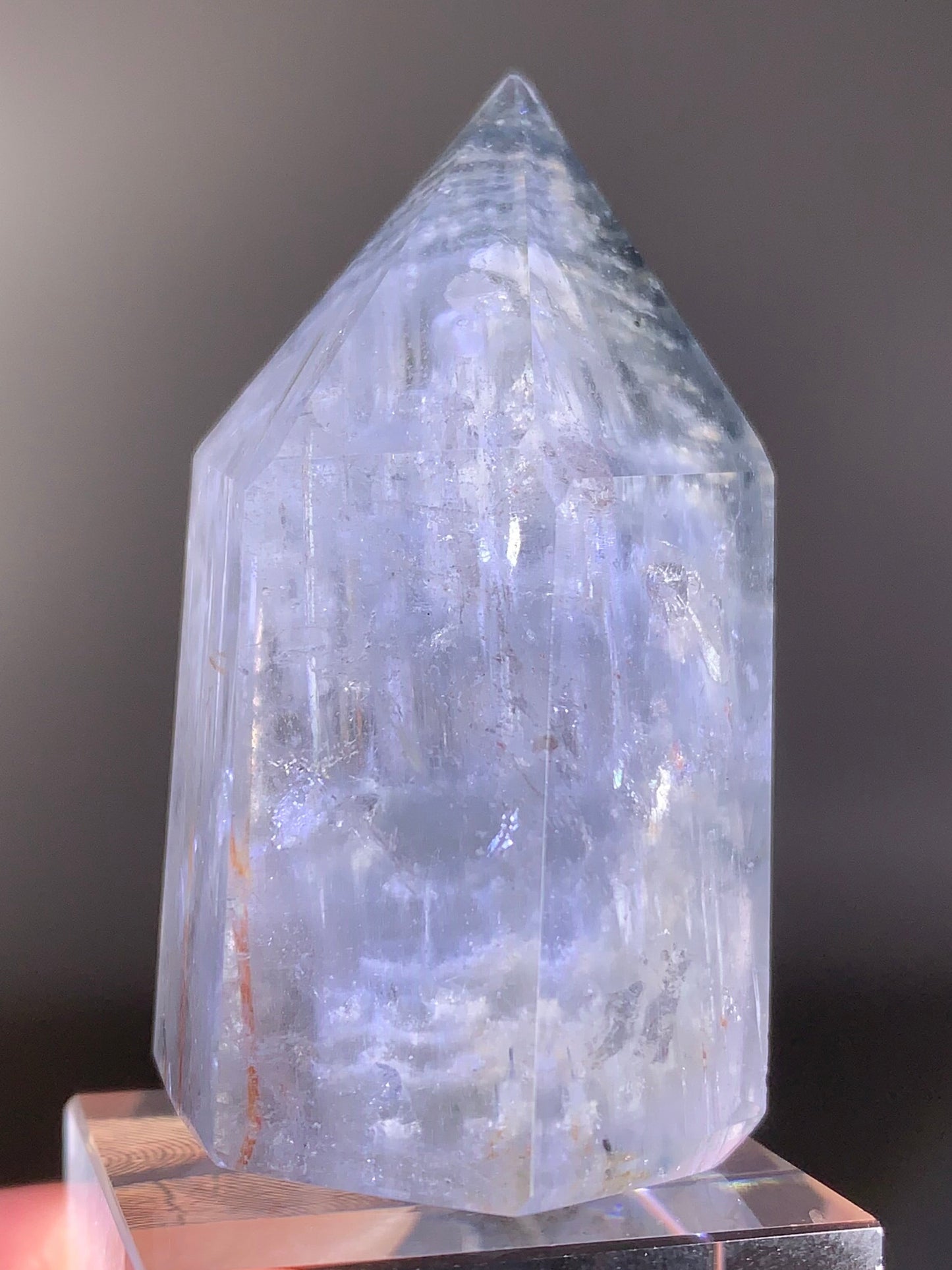 Icy Blue Amphibole Quartz Polished Tower from Brazil | Rare Natural Crystal