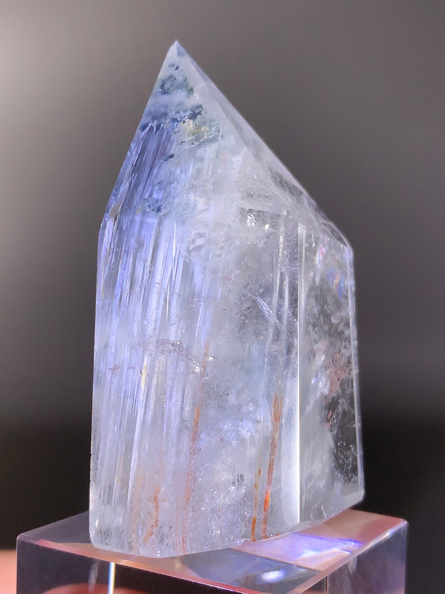 Icy Blue Amphibole Quartz Polished Tower from Brazil | Rare Natural Crystal