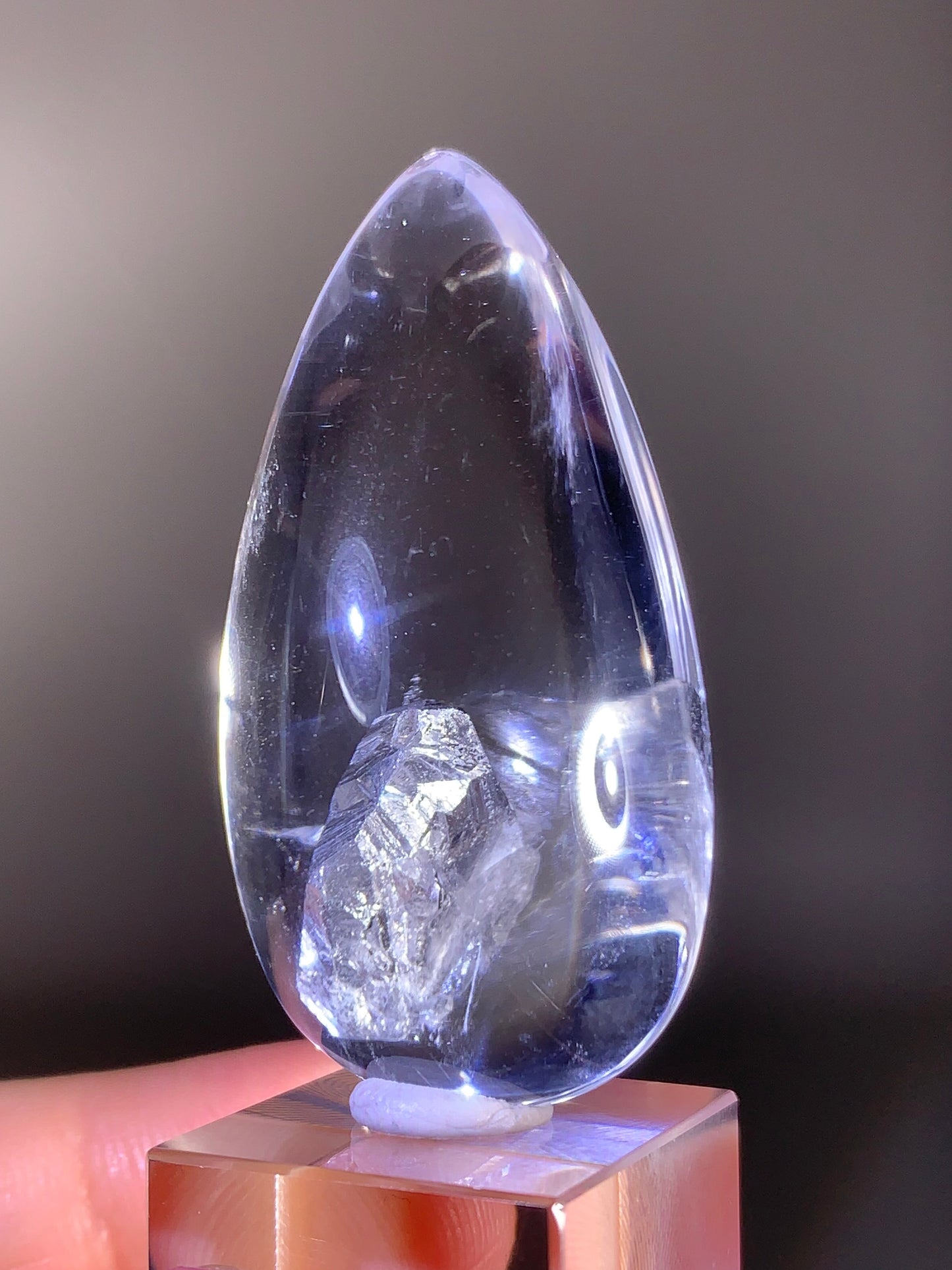Manifestation Quartz (Quartz in Quartz) Inclusion Polished Teardrop from Madagascar | Natural Crystal