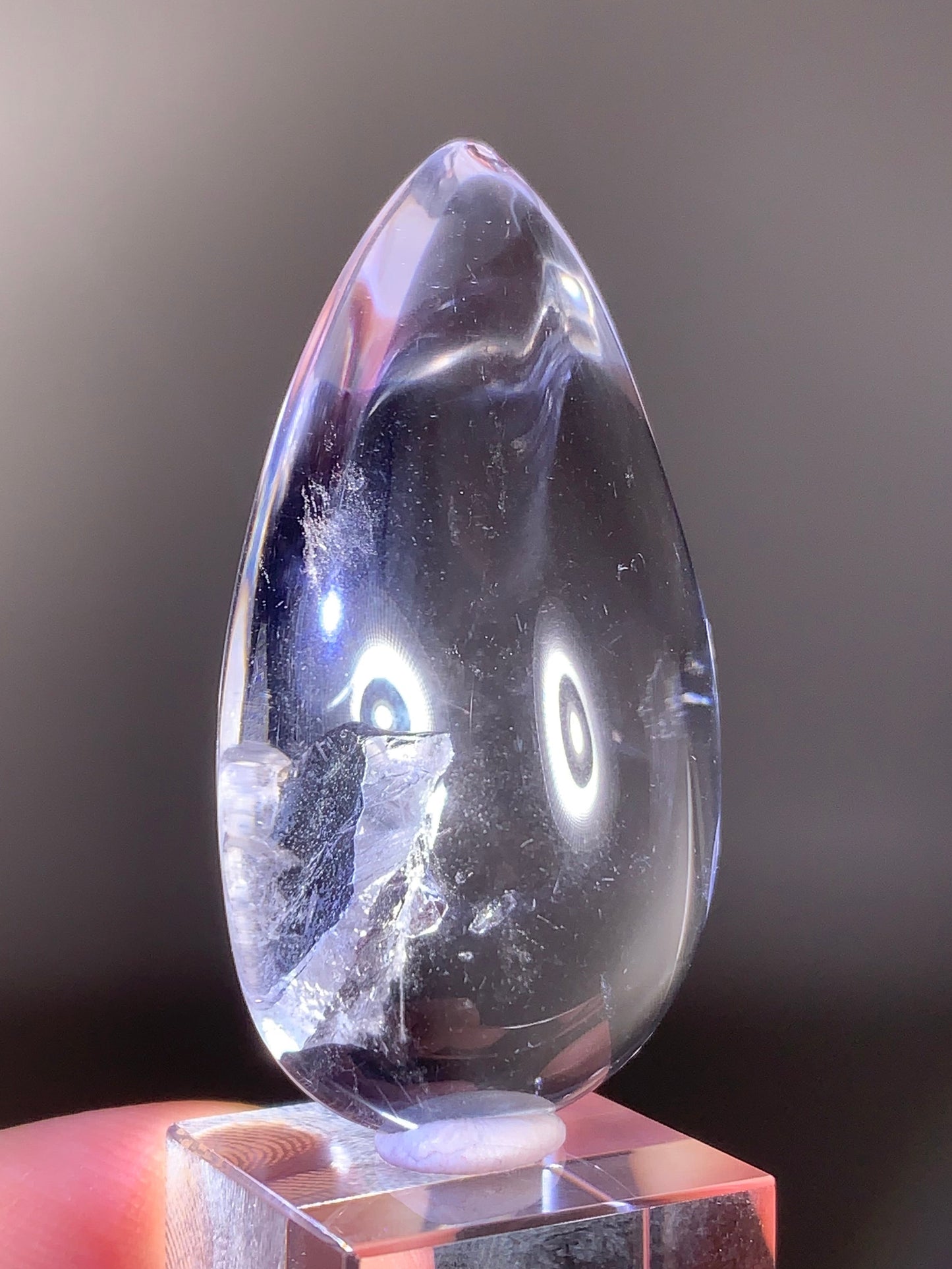 Manifestation Quartz (Quartz in Quartz) Inclusion Polished Teardrop from Madagascar | Natural Crystal