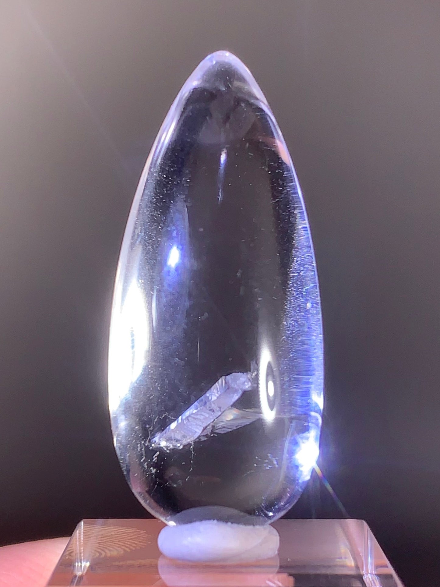 Manifestation/Penetrator Quartz Inclusion Polished Teardrop from Madagascar | Natural Crystal