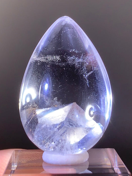 Manifestation Quartz (Quartz in Quartz) Inclusion Polished Teardrop from Madagascar | Natural Crystal