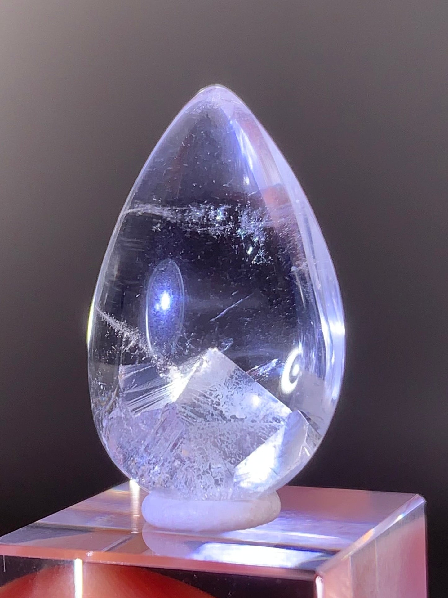 Manifestation Quartz (Quartz in Quartz) Inclusion Polished Teardrop from Madagascar | Natural Crystal