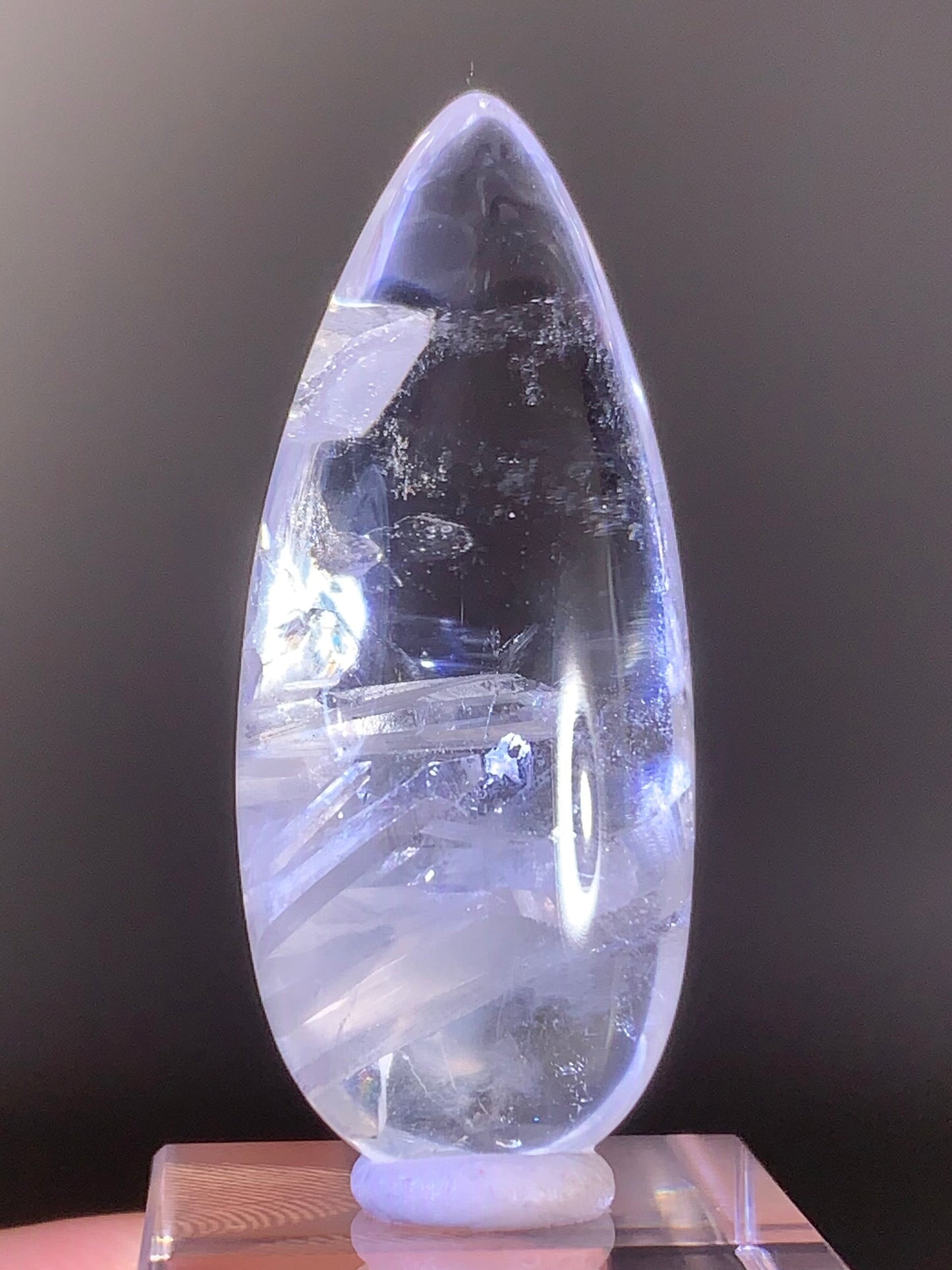Manifestation/Penetrator Quartz Cluster Inclusion Polished Teardrop from Madagascar | Natural Crystal