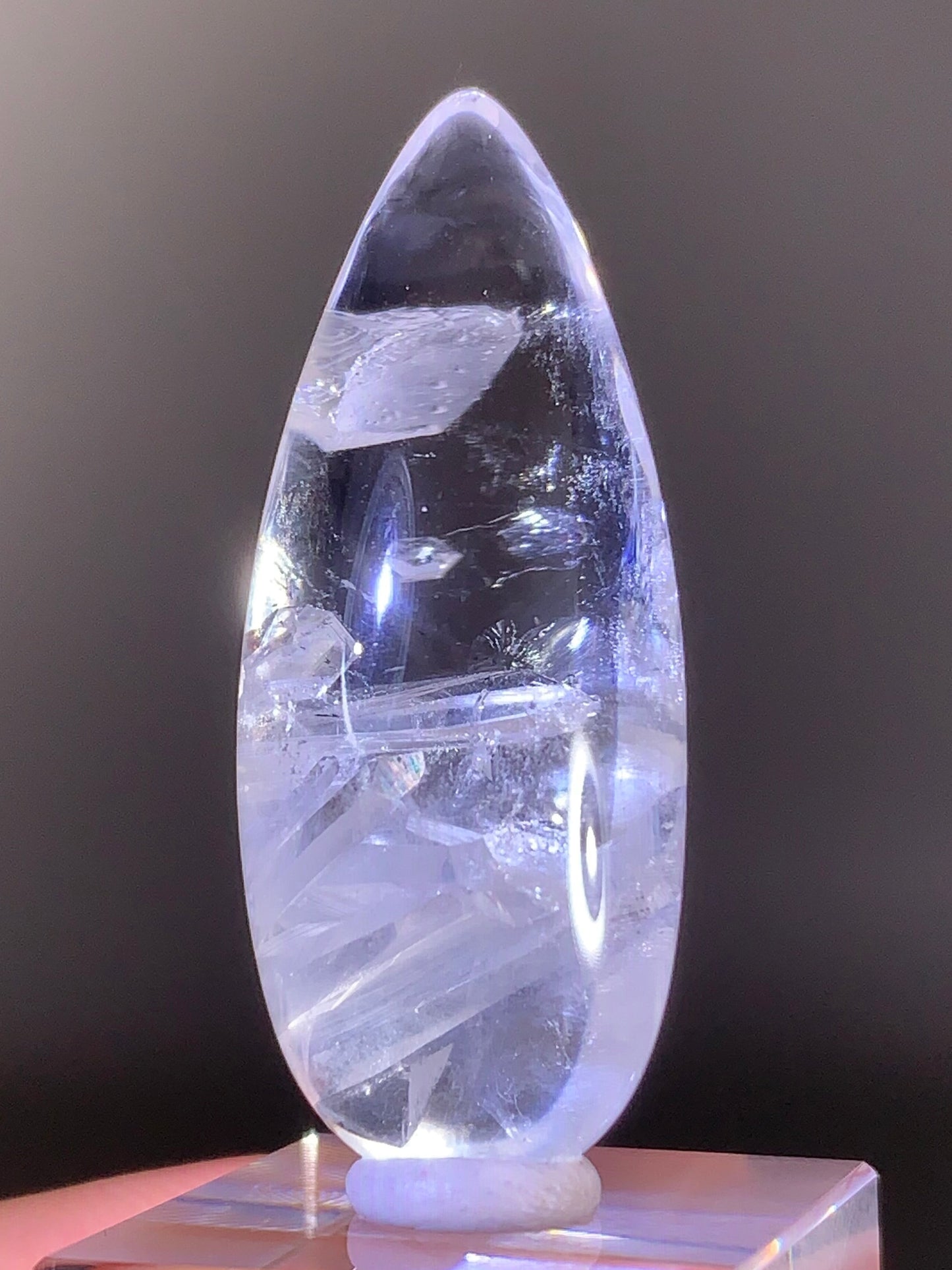 Manifestation/Penetrator Quartz Cluster Inclusion Polished Teardrop from Madagascar | Natural Crystal