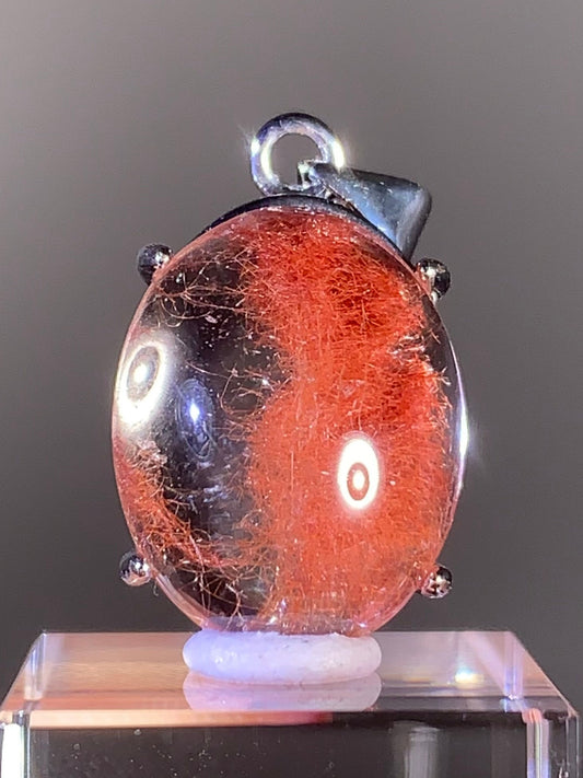 Top Quality Brazilian Pink Amphibole Quartz Pendant in S925 Sterling Silver