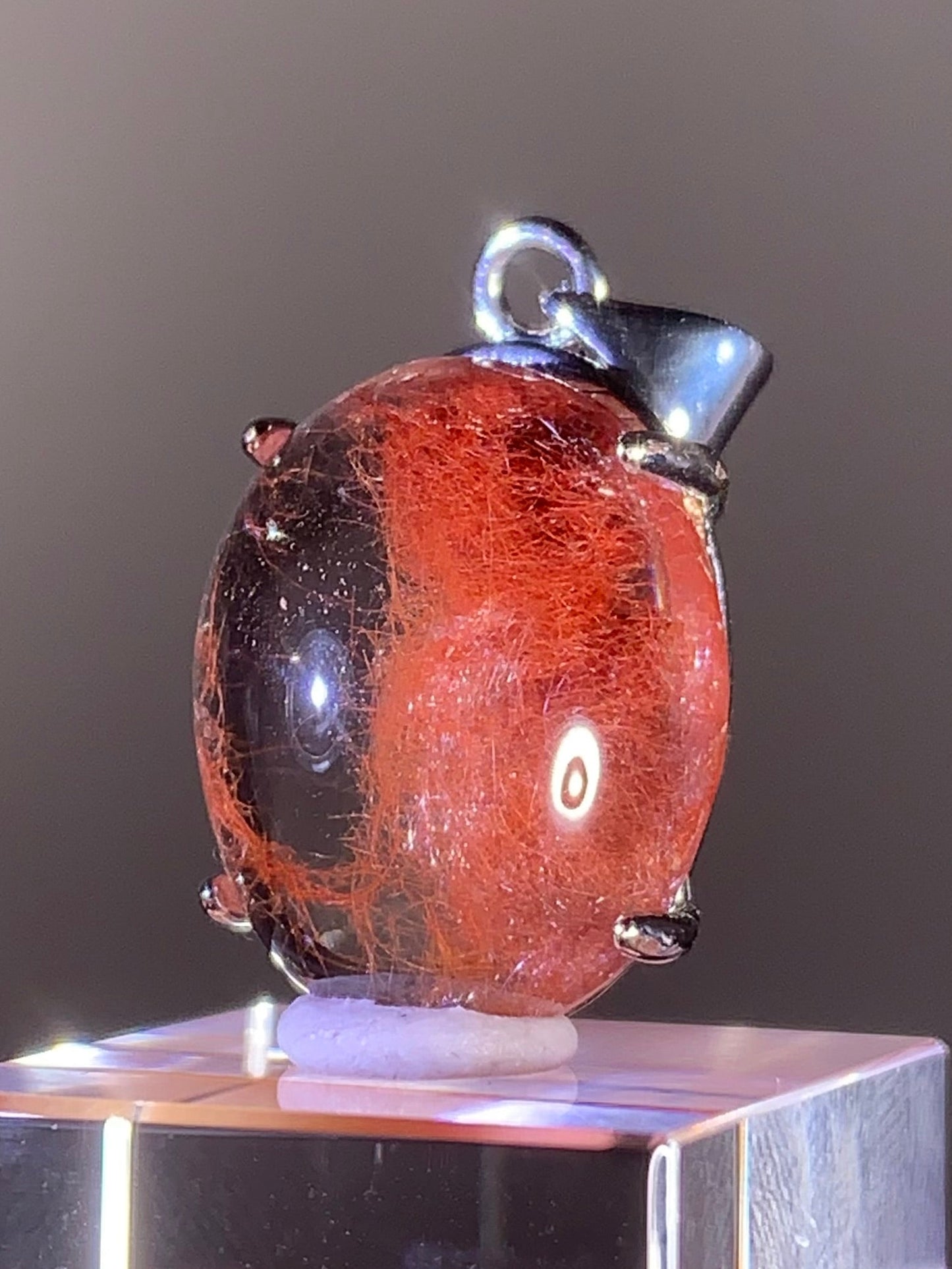 Top Quality Brazilian Pink Amphibole Quartz Pendant in S925 Sterling Silver