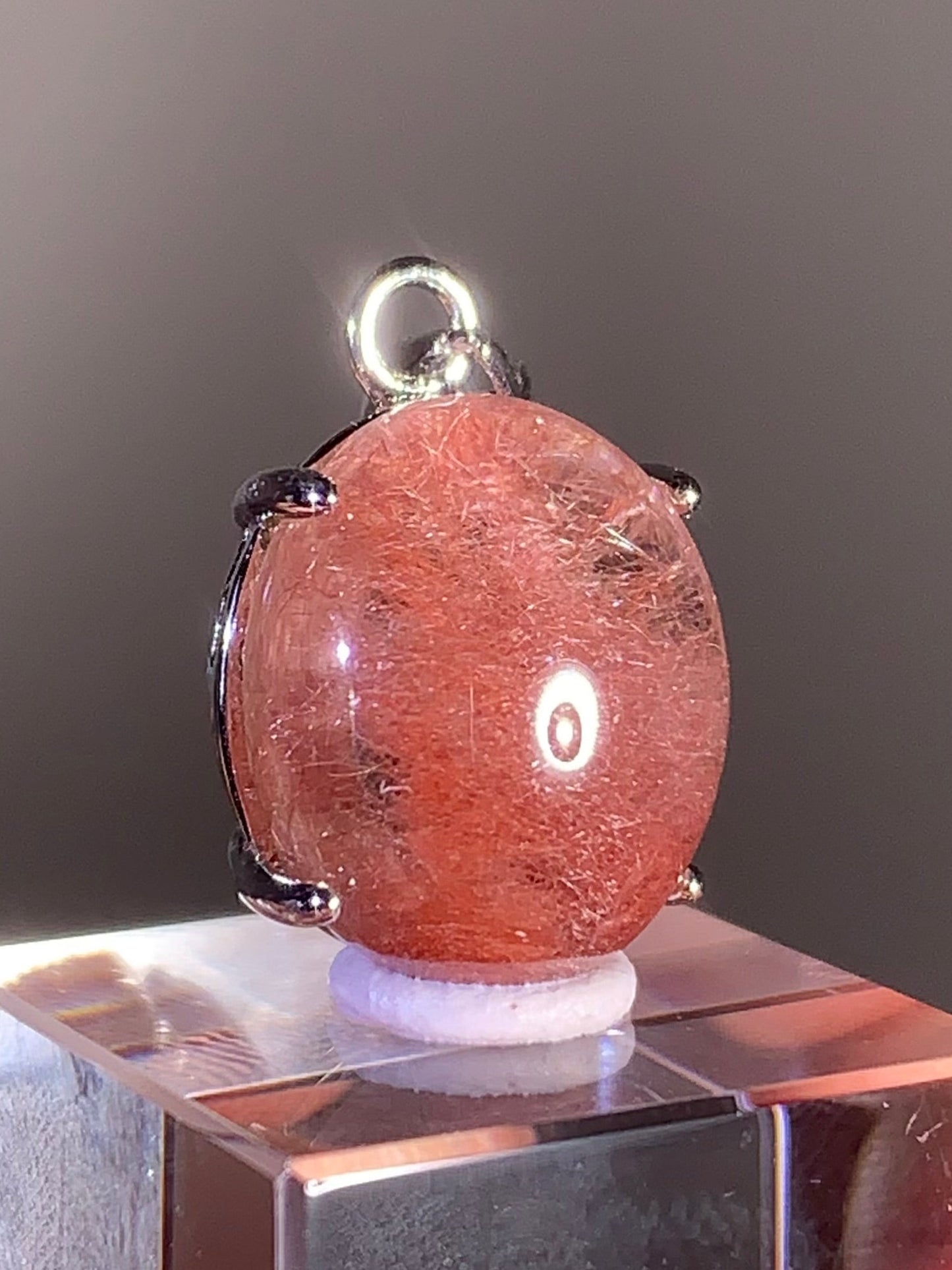Top Quality Brazilian Pink Amphibole Quartz Pendant in S925 Sterling Silver