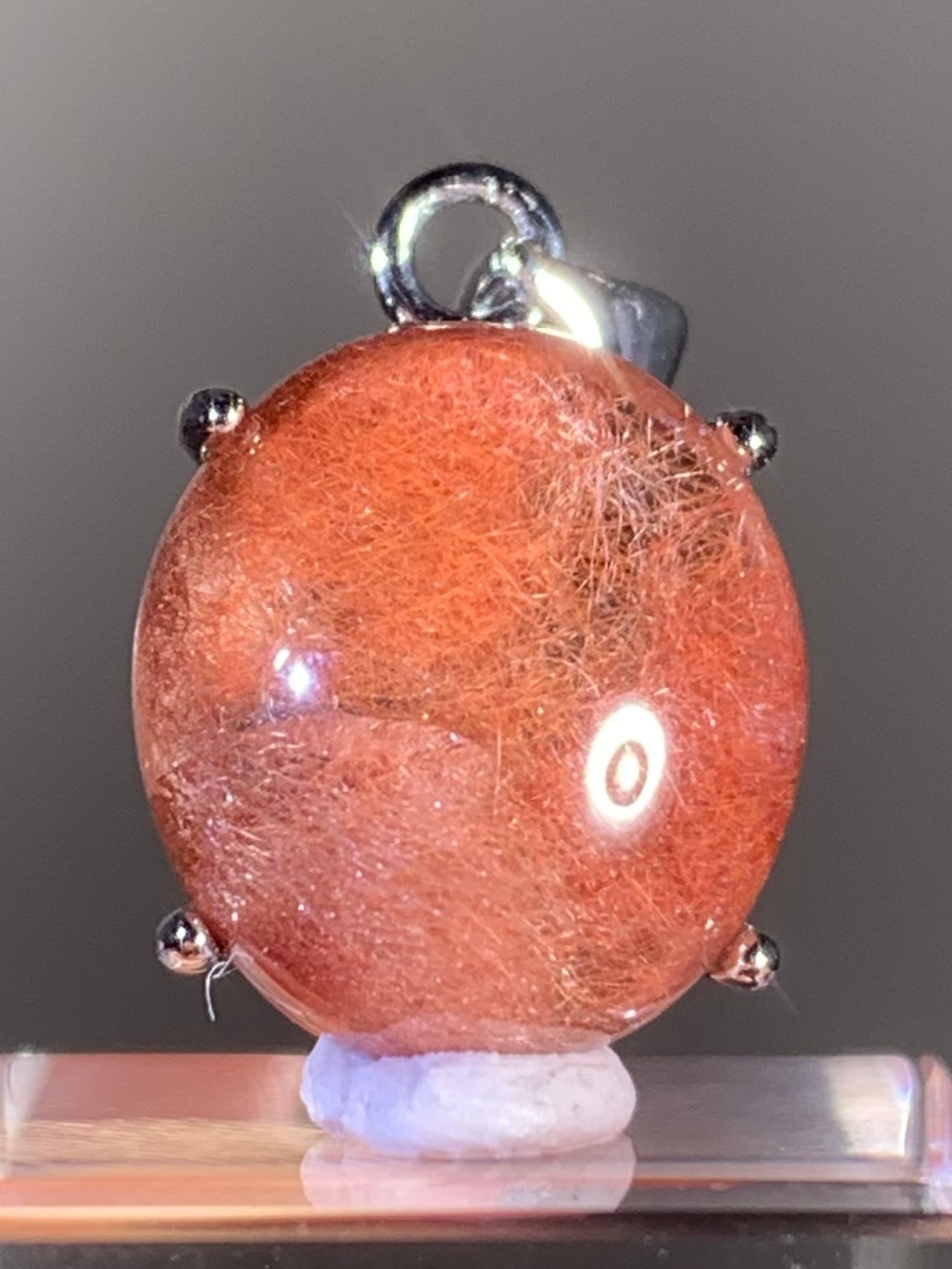 Top Quality Brazilian Pink Amphibole Quartz Pendant in S925 Sterling Silver