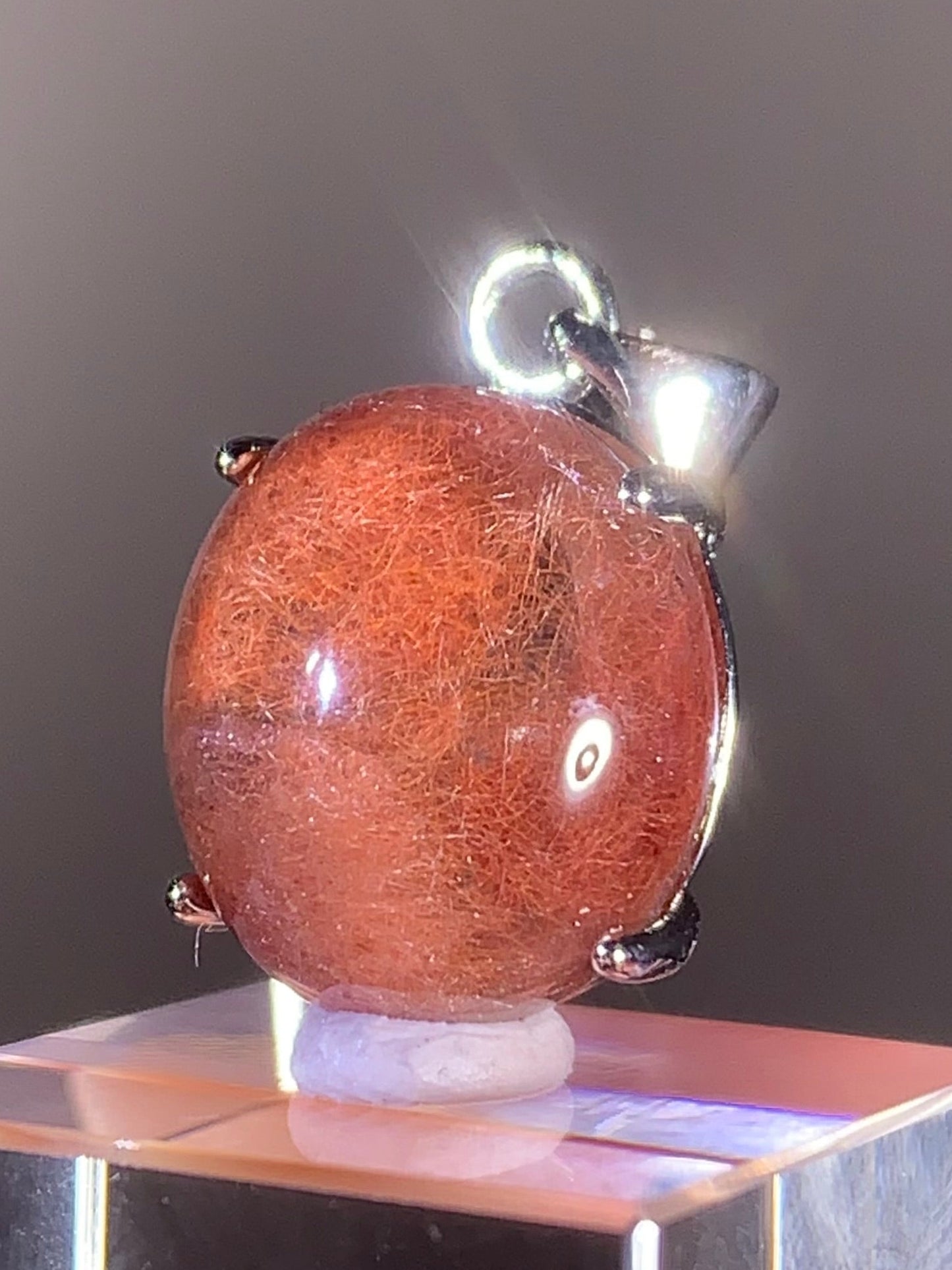 Top Quality Brazilian Pink Amphibole Quartz Pendant in S925 Sterling Silver